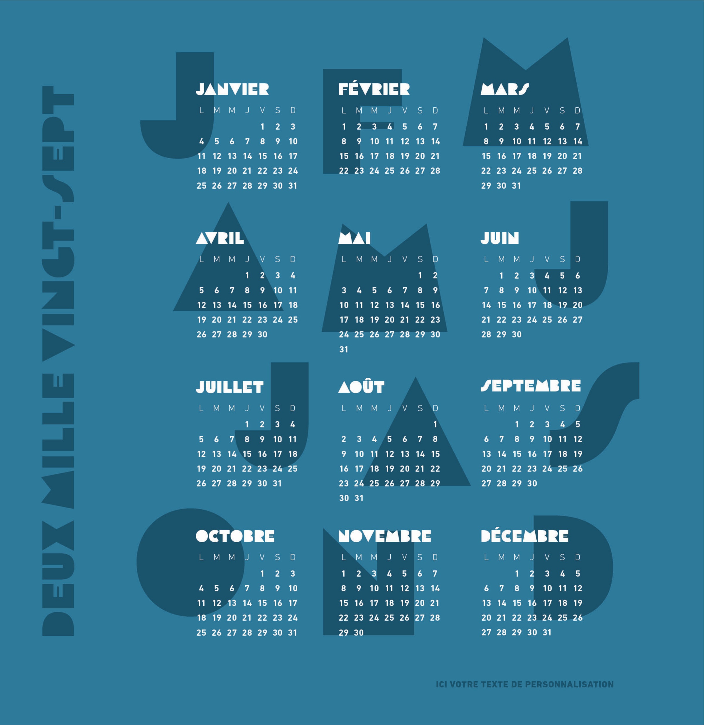 Calendrier COLORS n° 2 2027 — calendrier 2027 personnalisé