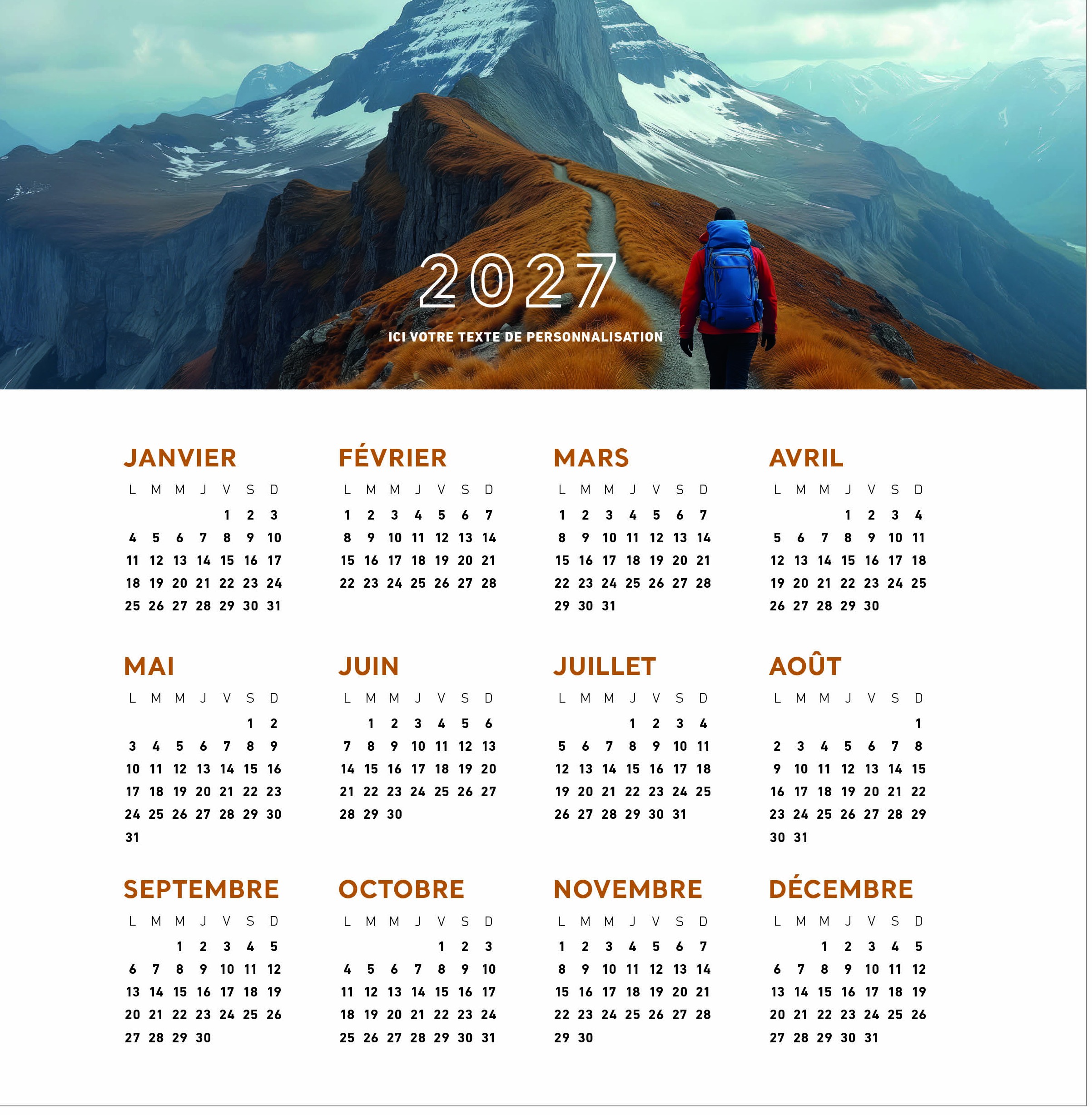 Calendrier Humain 2027 — réf. PHOTOS 234 — calendrier 2027 personnalisé