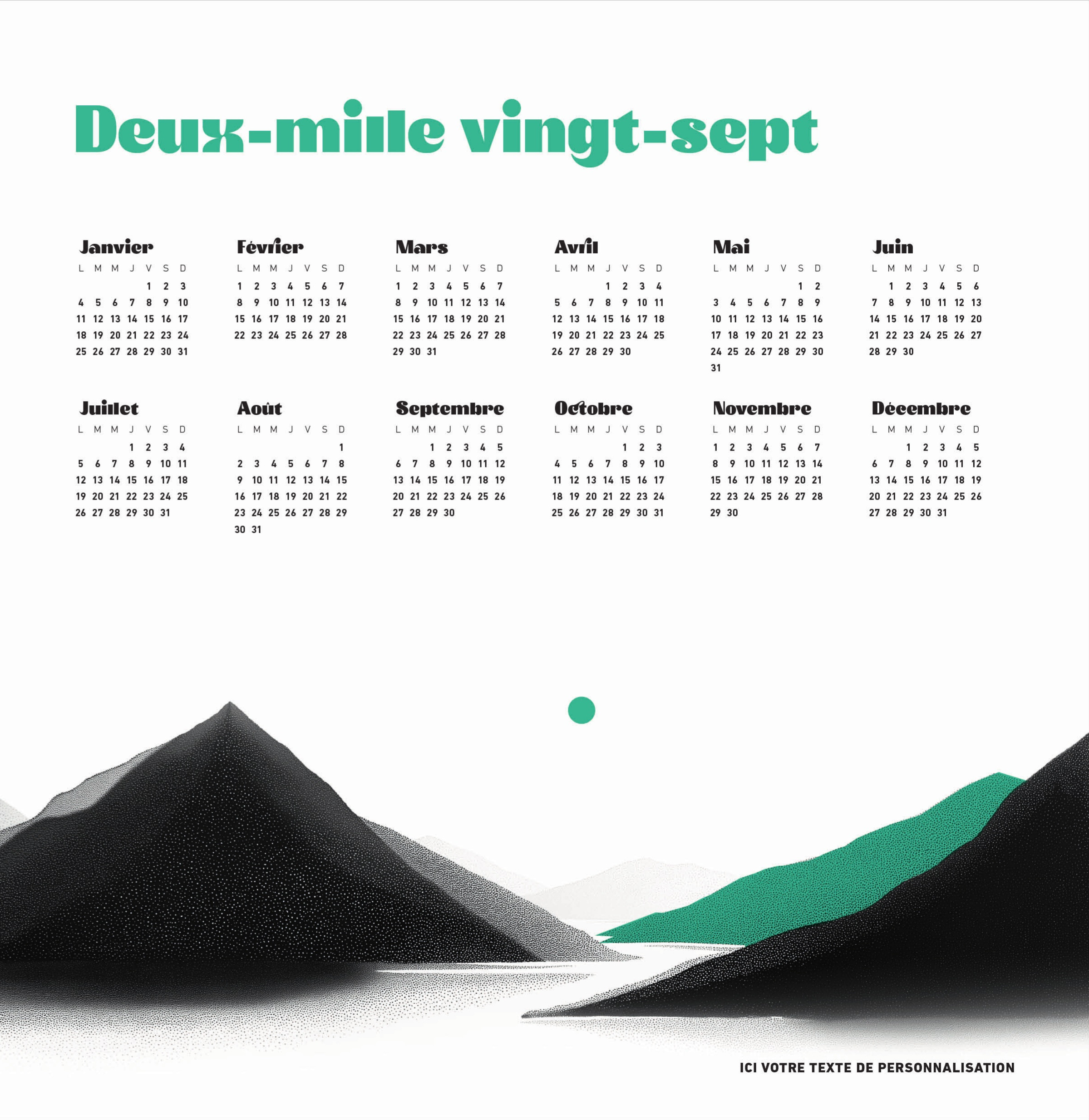 Calendrier POINTILLISME n° 88 2027 — calendrier 2027 personnalisé