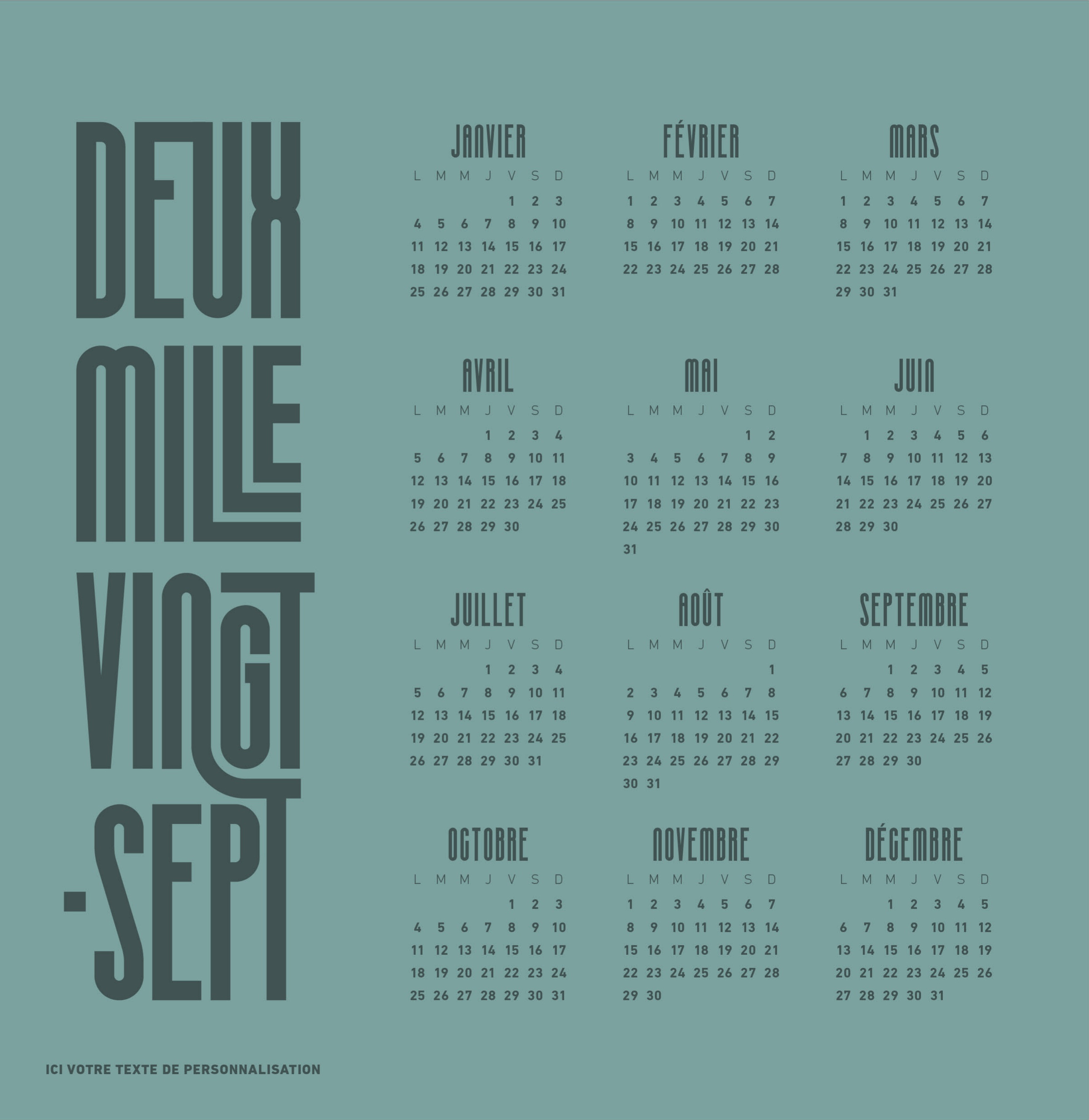 Calendrier COLORS n° 1 2027 — calendrier 2027 personnalisé