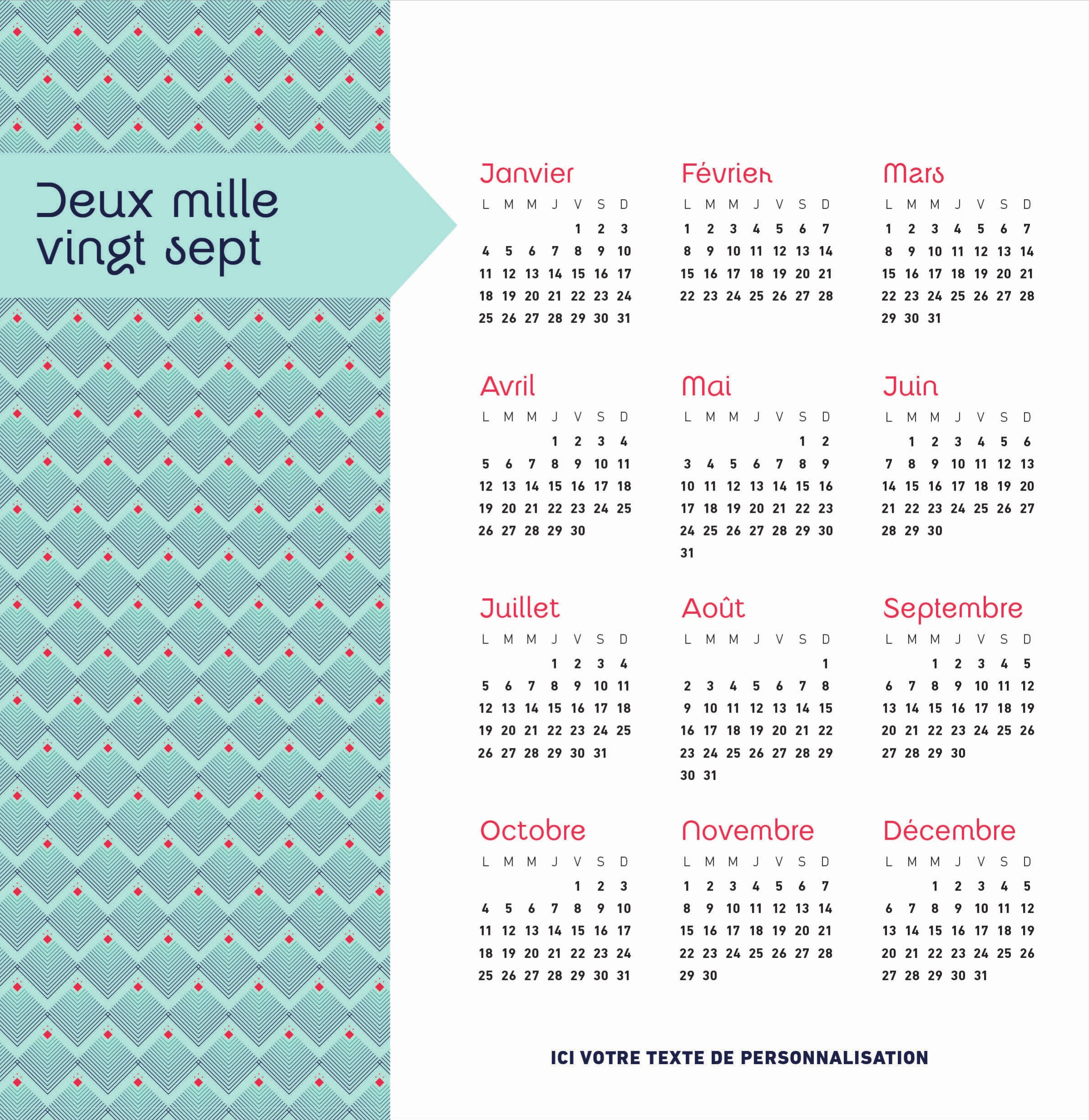 Calendrier MOTIFS n° 65 2027 — calendrier 2027 personnalisé