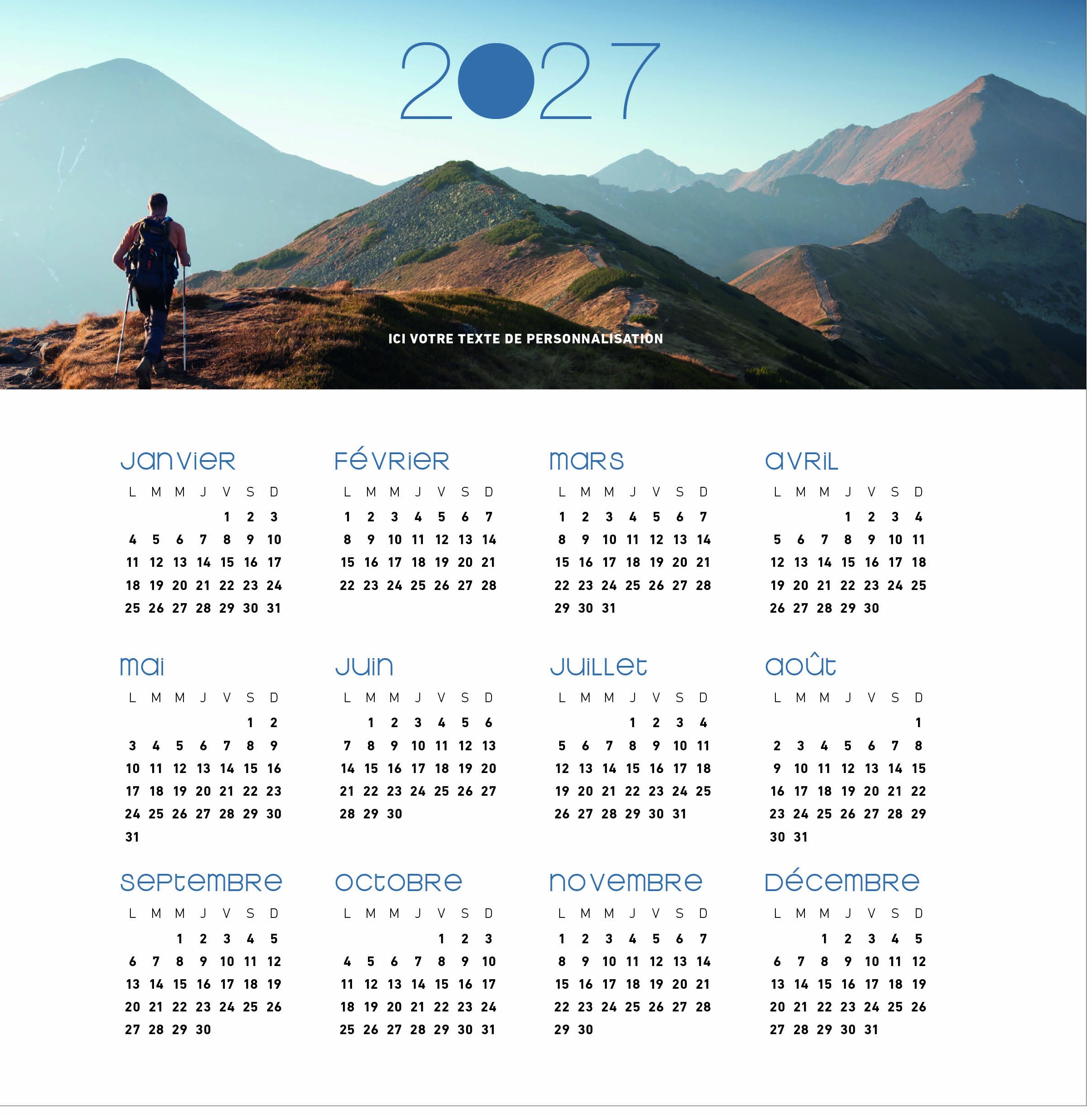 Calendrier Sport 2027 — réf. PHOTOS 242 — calendrier 2027 personnalisé