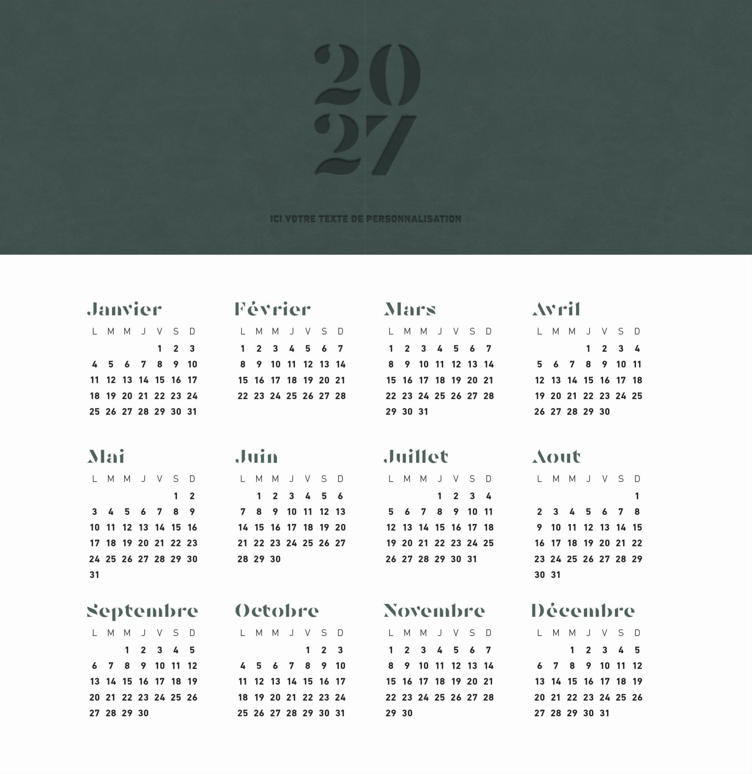 Calendrier SKAÏ n° 79 2027 — calendrier 2027 personnalisé