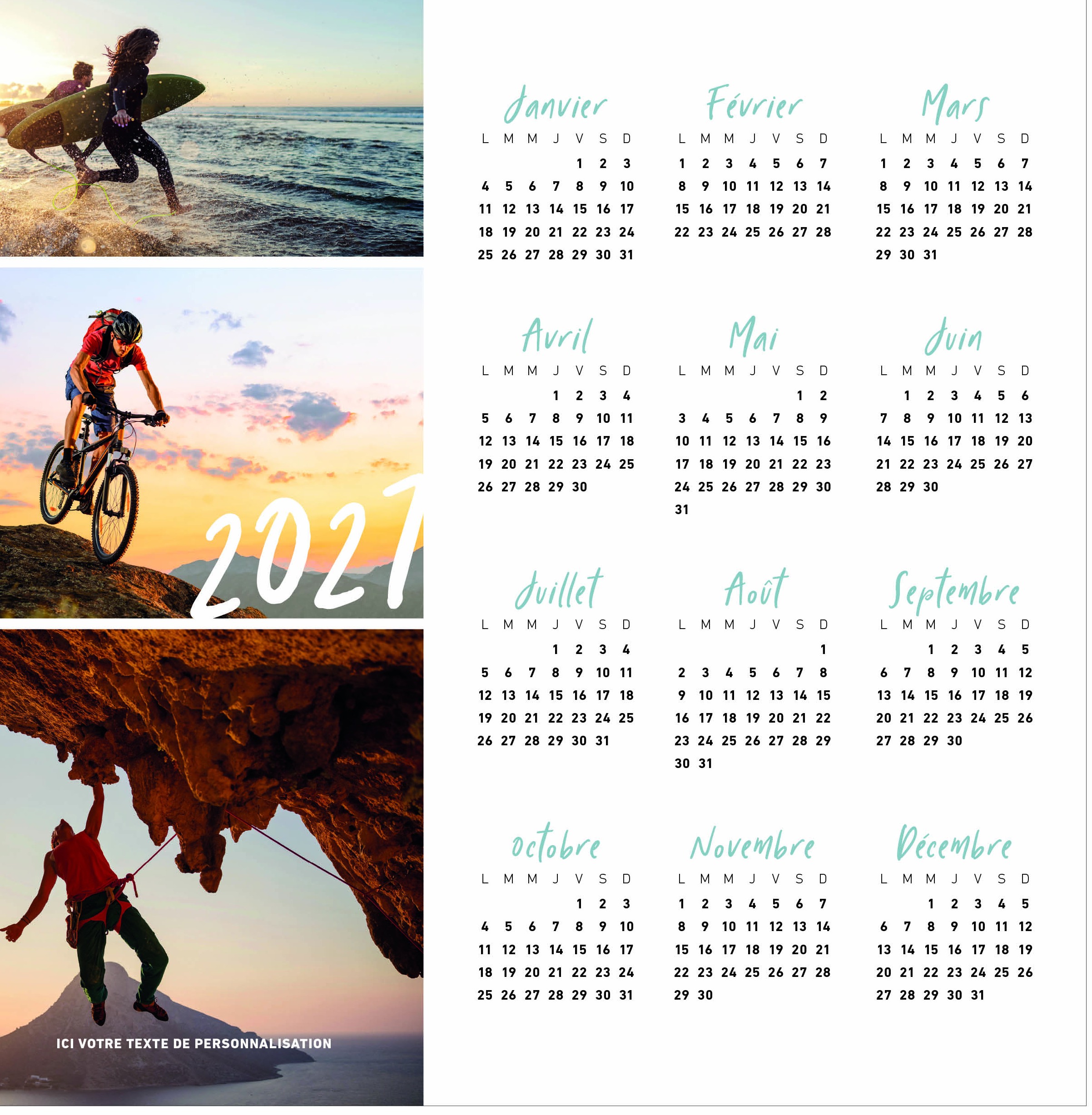 Calendrier Sport 2027 — réf. PHOTOS 244 — calendrier 2027 personnalisé