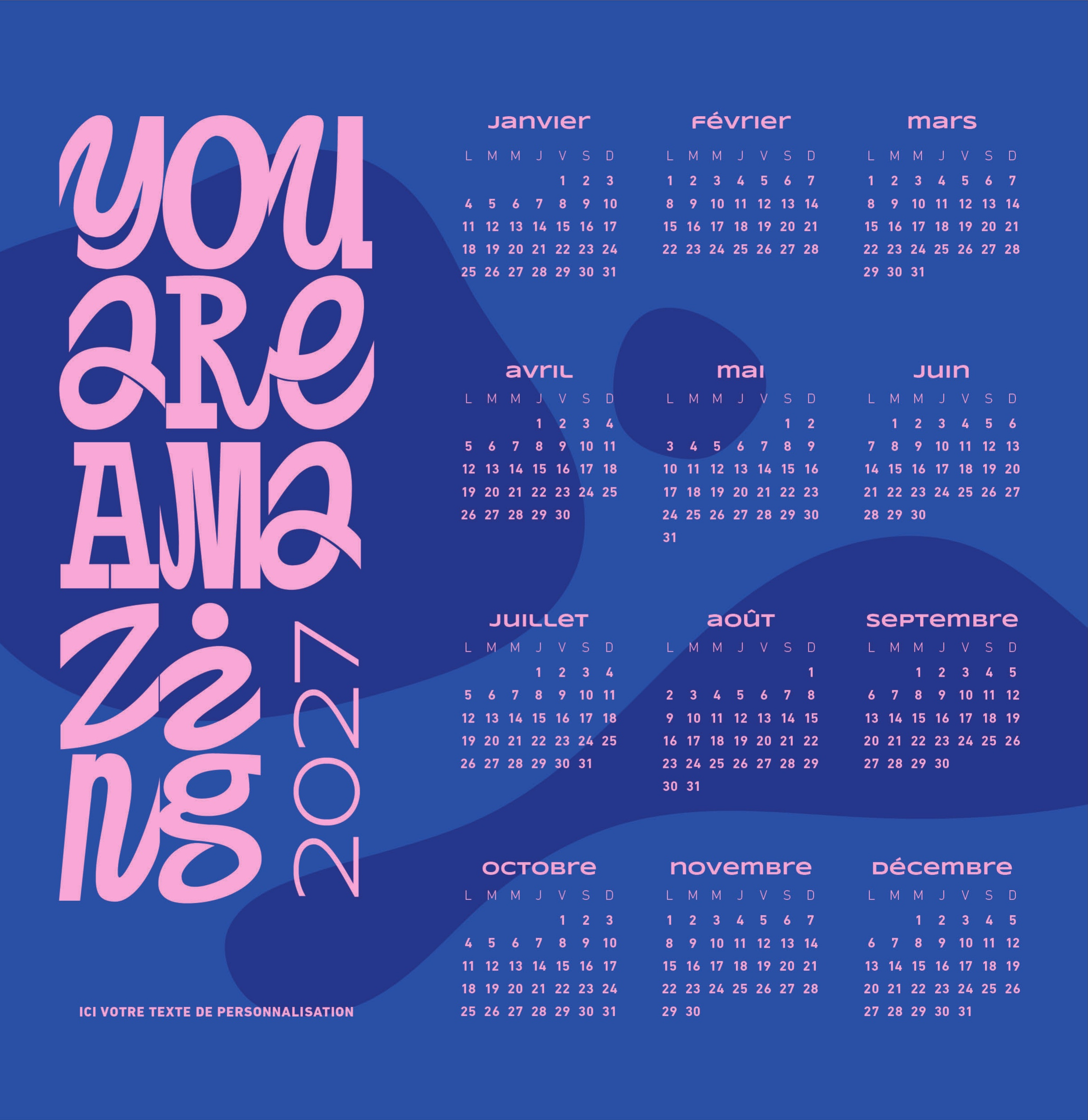 Calendrier MESSAGE n° 47 2027 — calendrier 2027 personnalisé