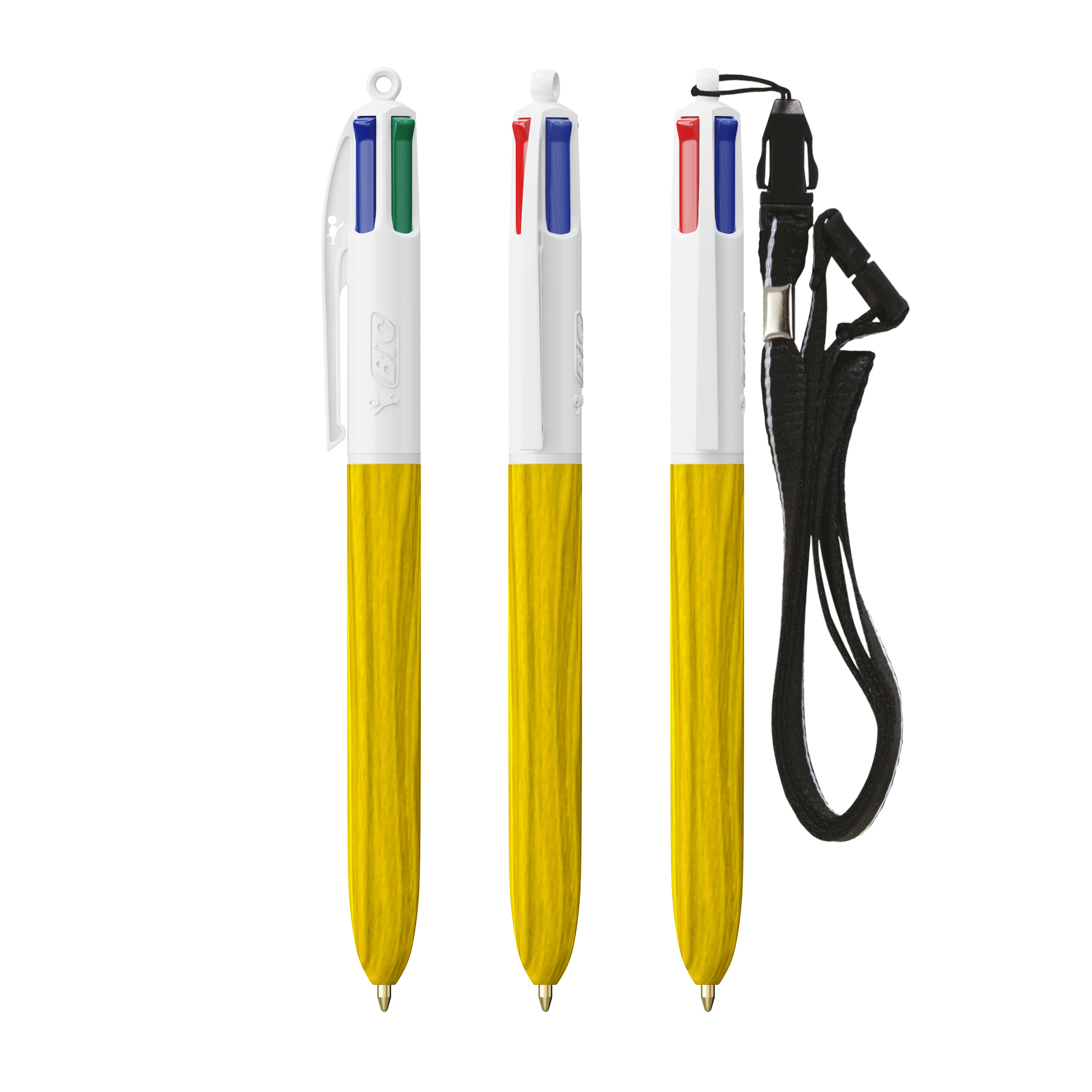 BIC 4 Couleurs aspect bois avec cordon personnalisé - vue 4