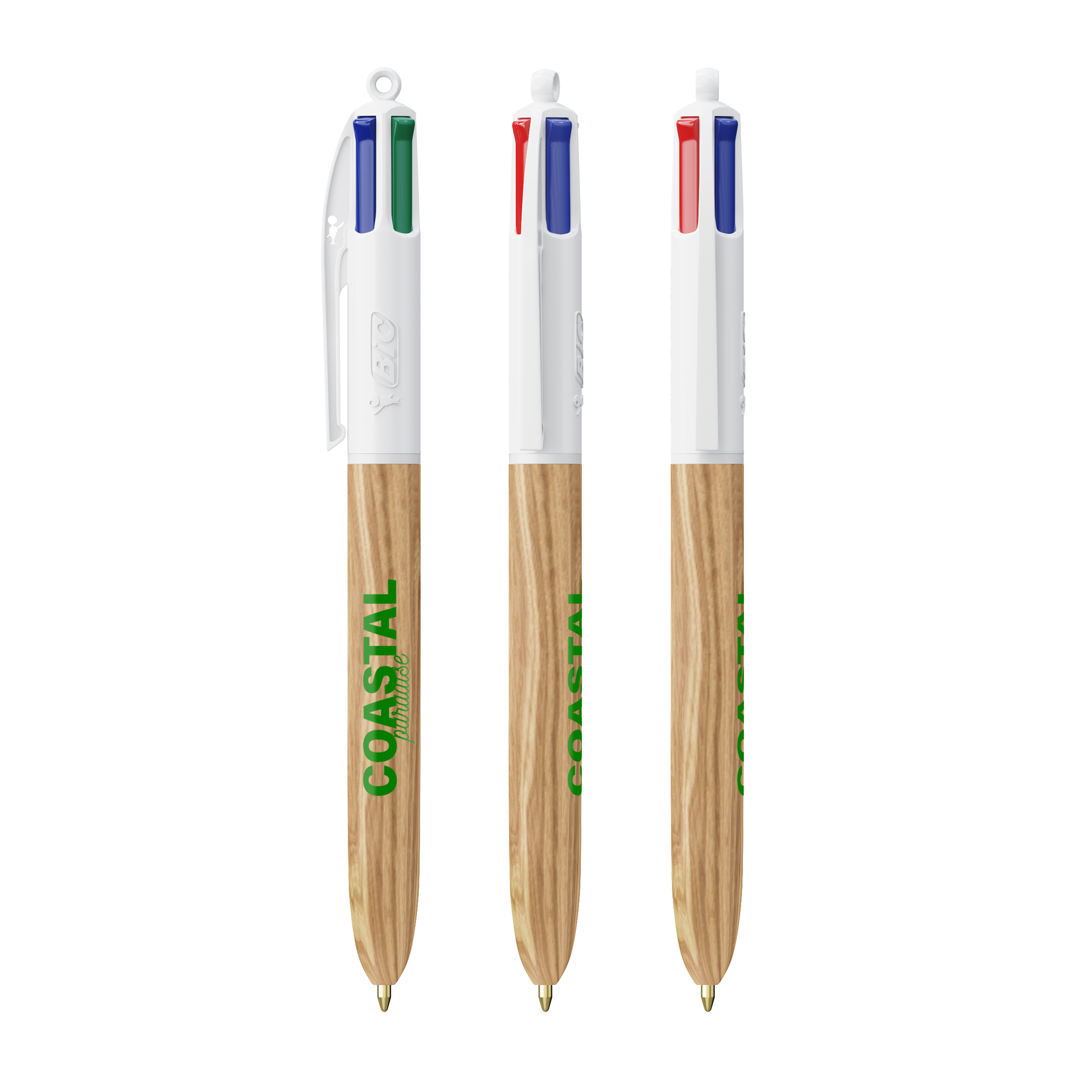 BIC 4 Couleurs aspect bois personnalisé avec logo d'entreprise
