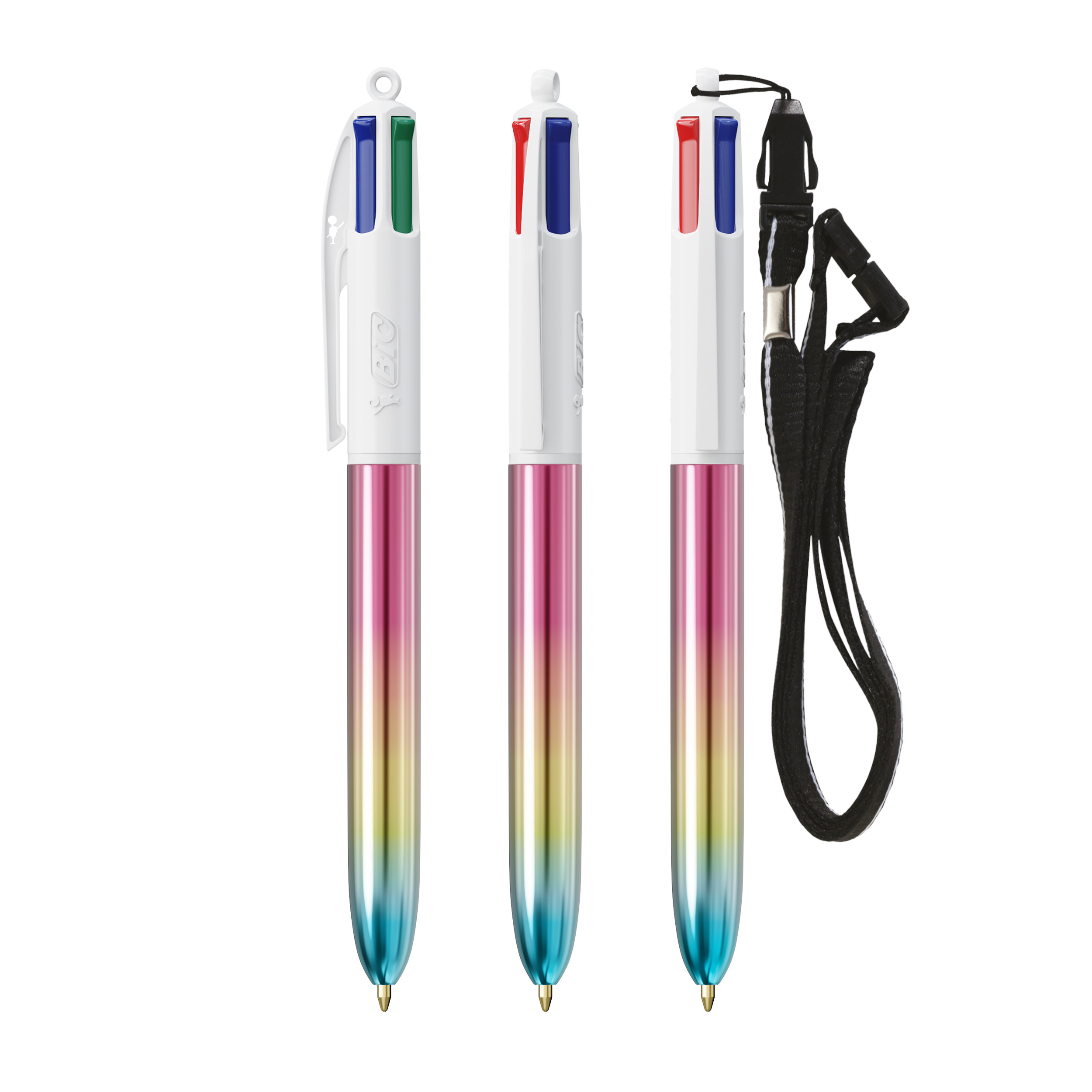 BIC 4 Couleurs Gradient avec cordon personnalisé - vue 3