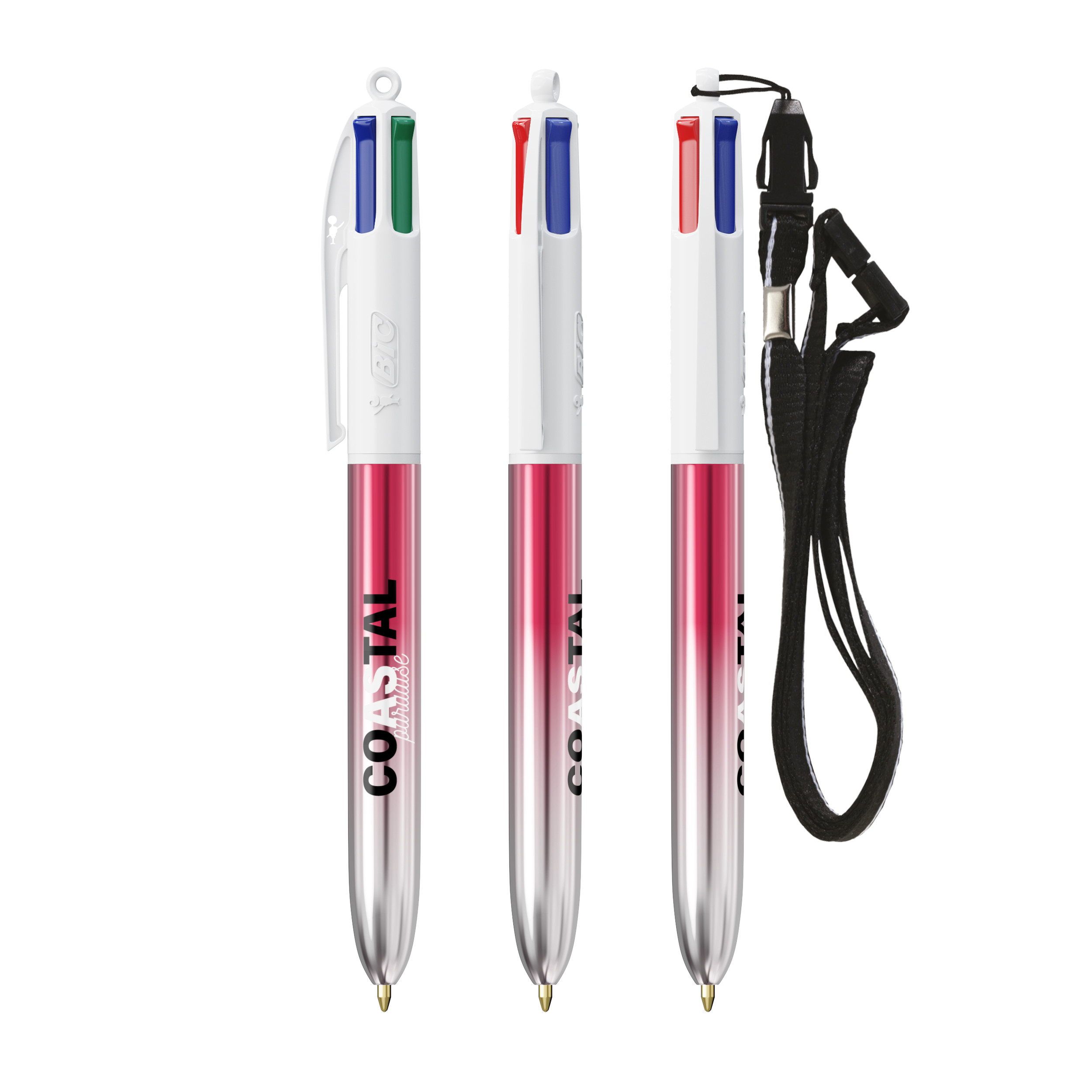 BIC 4 Couleurs Bicolor avec cordon personnalisé avec logo d'entreprise