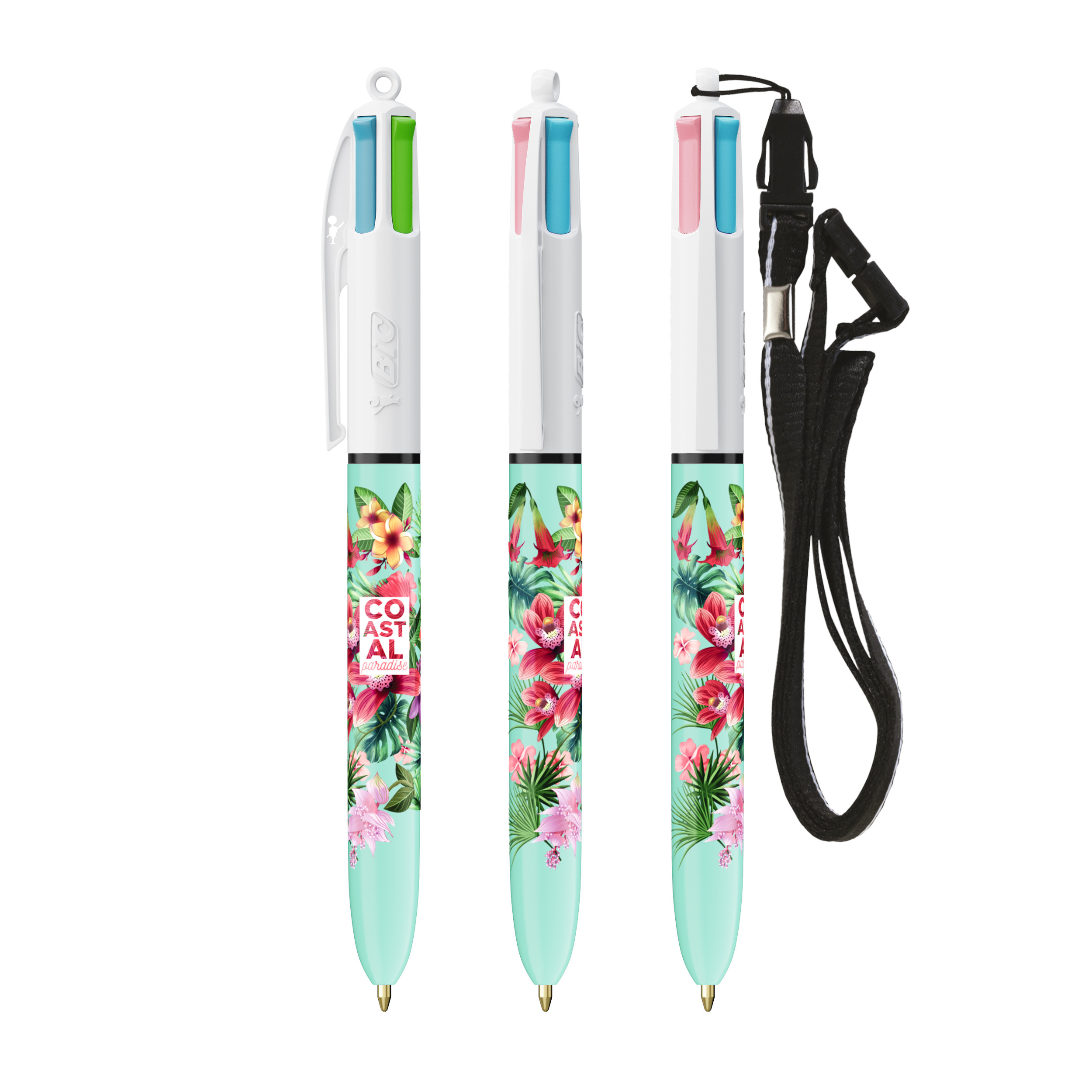 BIC 4 Couleurs Fashion bille avec cordon personnalisé avec logo d'entreprise