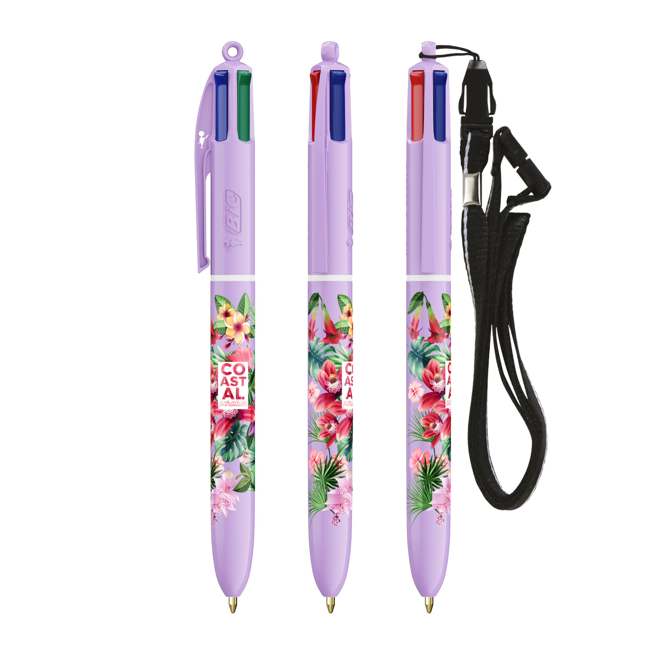 BIC 4 Couleurs Pastel avec cordon personnalisé - vue 3