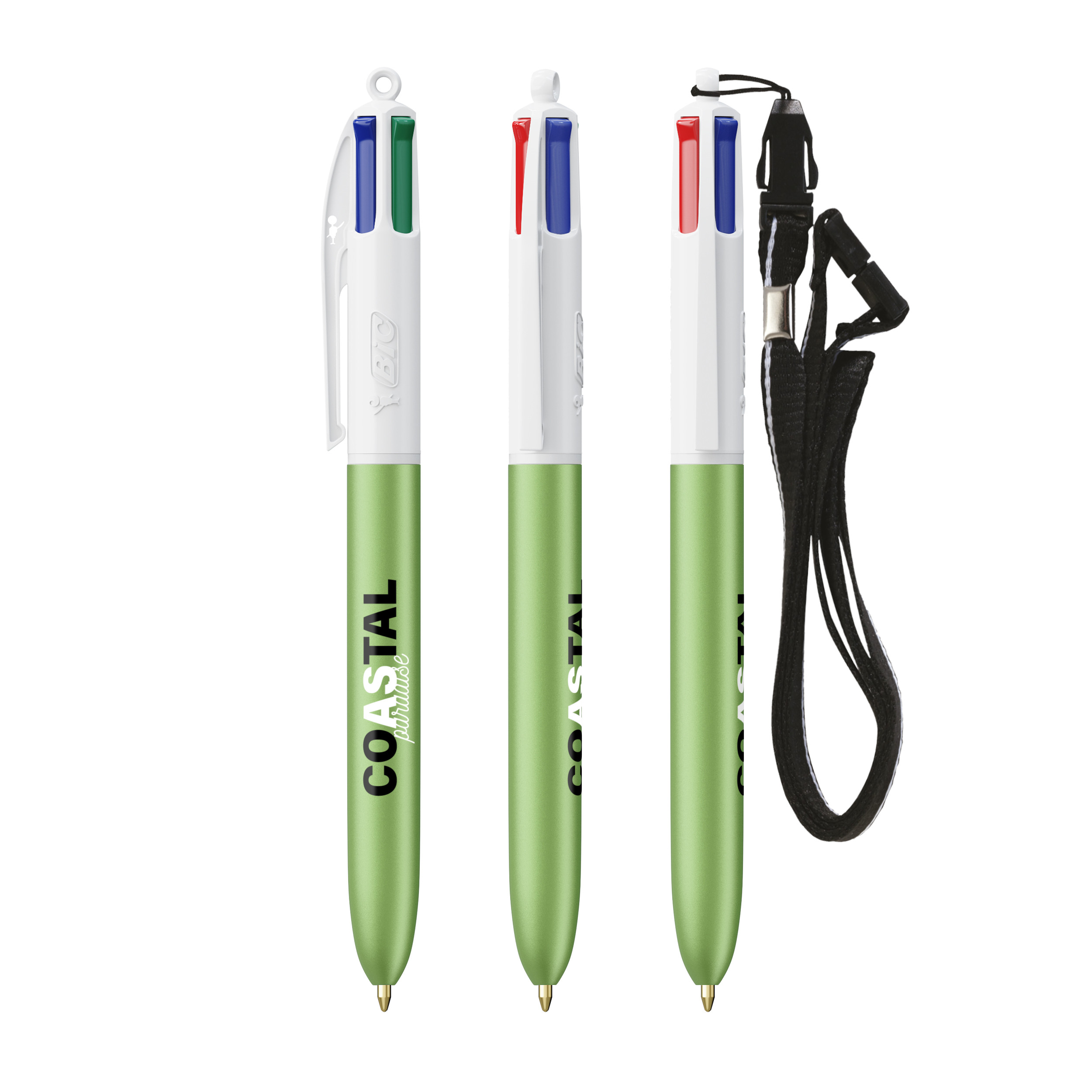 BIC 4 Couleurs Glacé avec cordon personnalisé avec logo d'entreprise