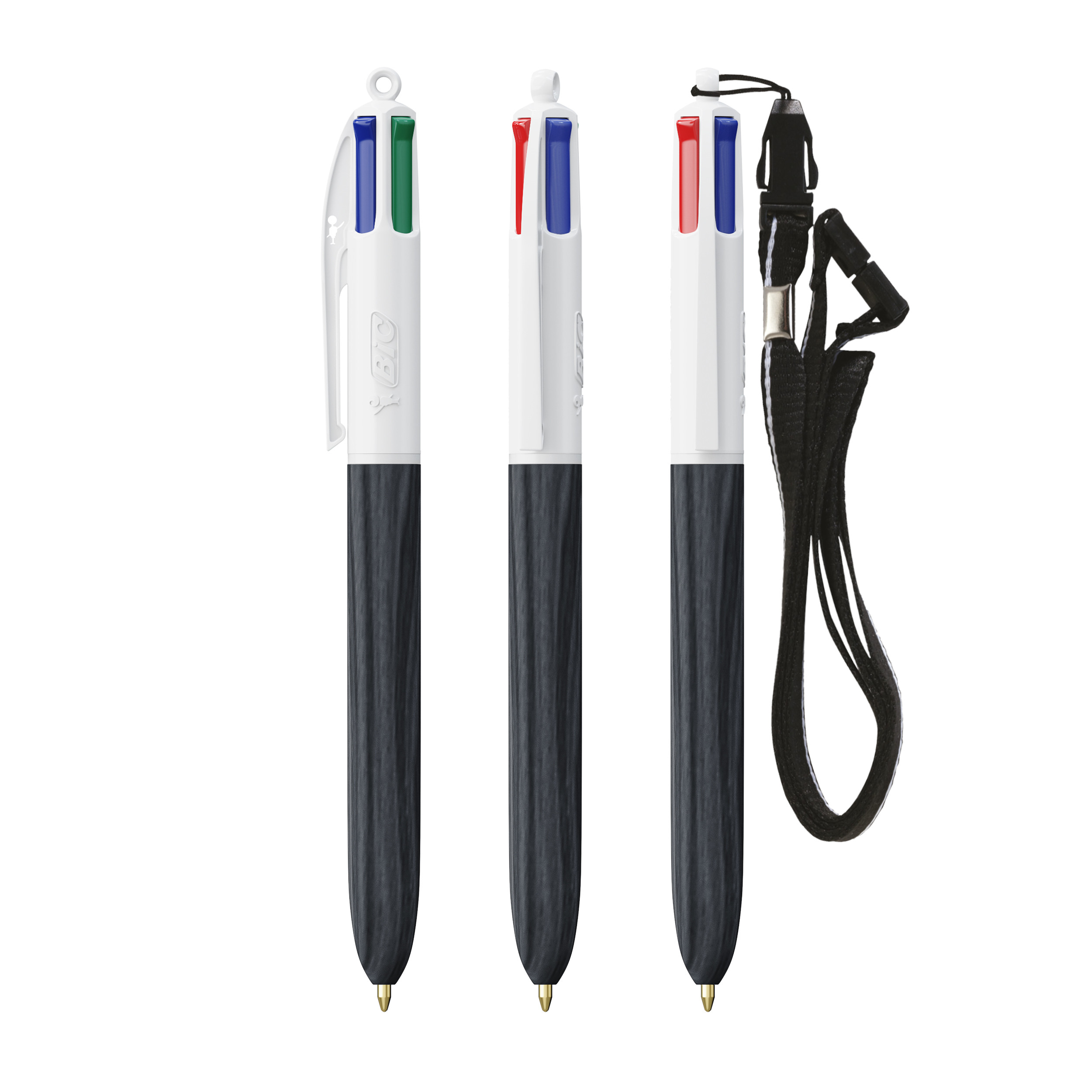 BIC 4 Couleurs aspect bois avec cordon personnalisé - vue 3