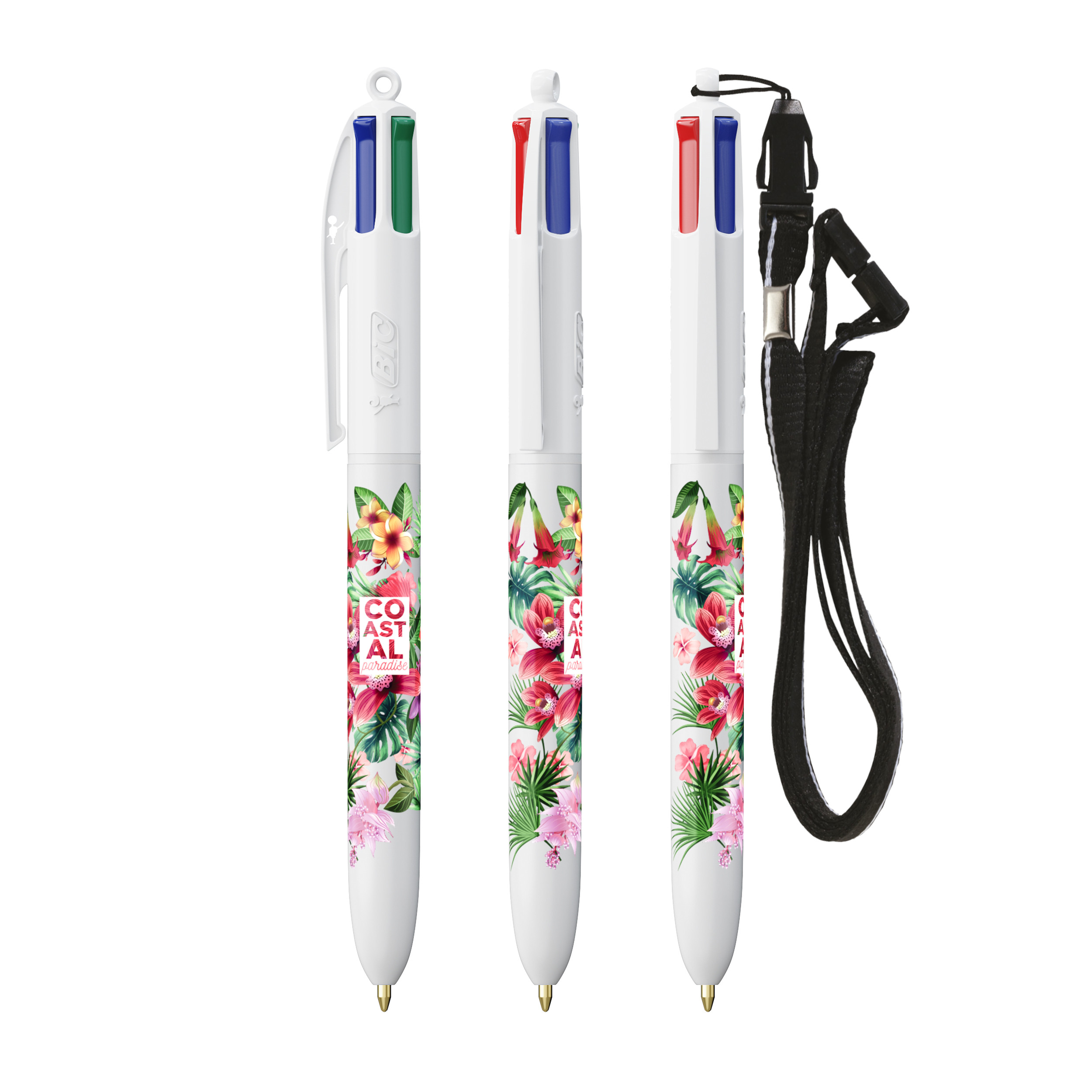 BIC 4 Couleurs bille avec cordon personnalisé avec logo d'entreprise