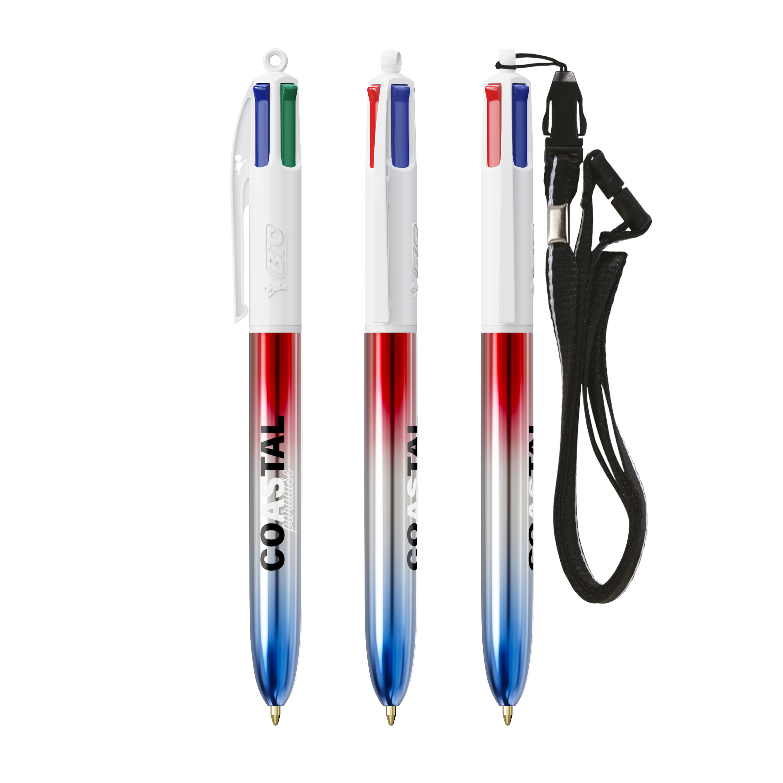 BIC 4 Couleurs Flags Collection avec cordon personnalisé avec logo d'entreprise