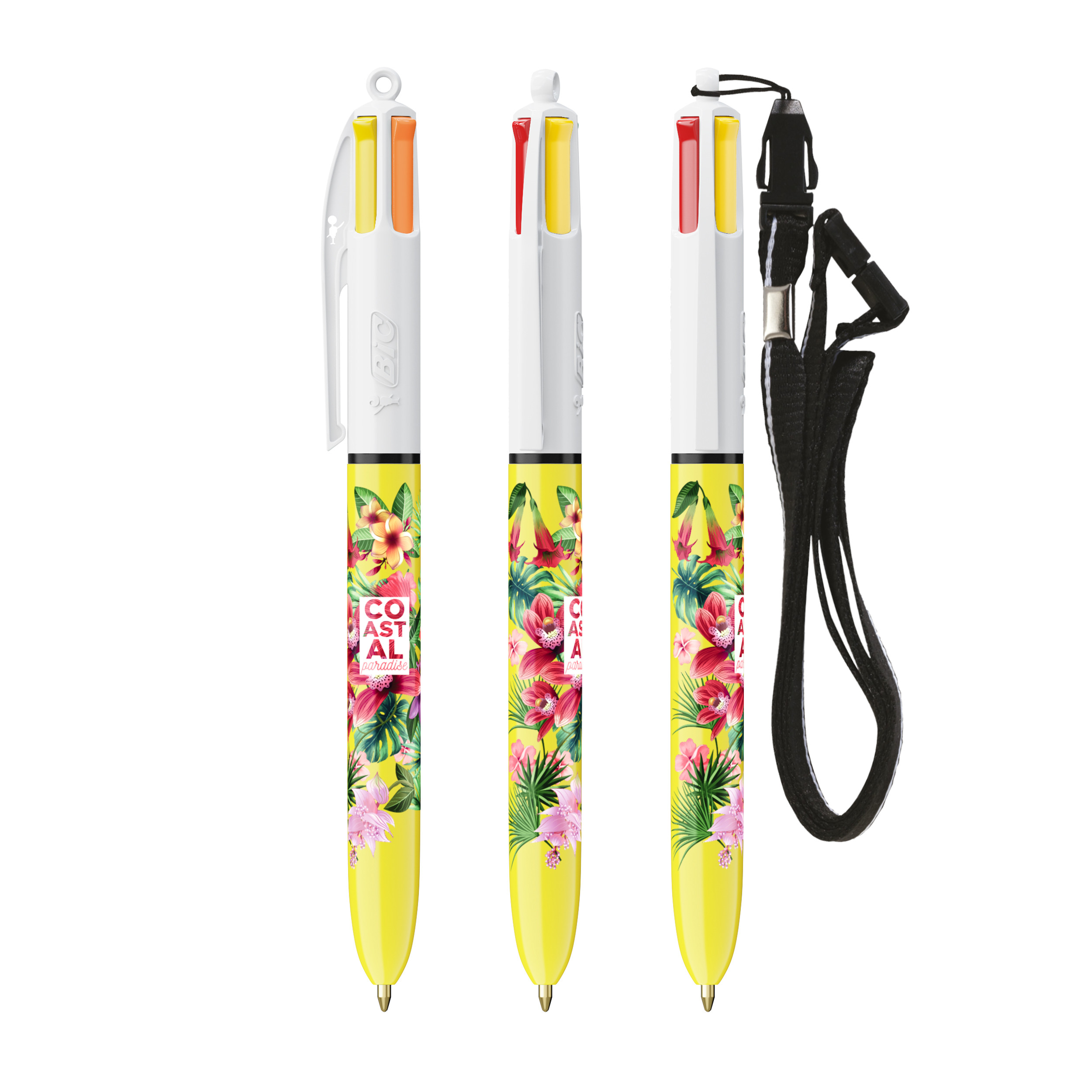 BIC 4 Couleurs Sun bille avec cordon personnalisé avec logo d'entreprise