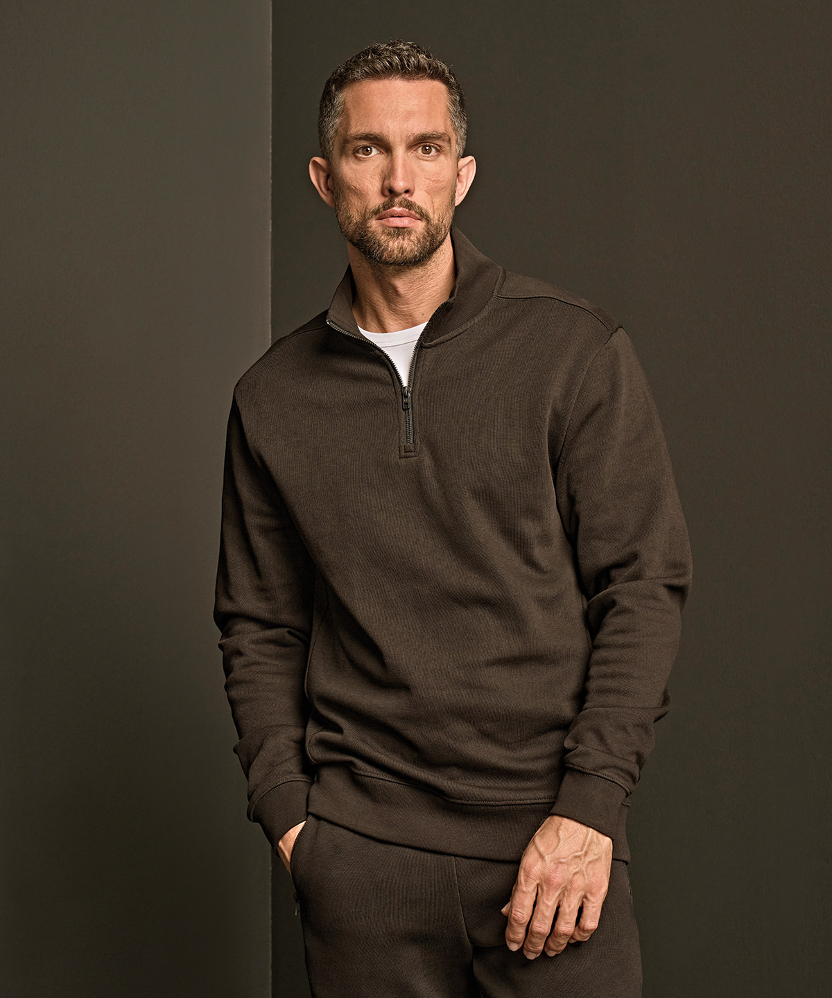 Sweatshirt interlock côtelé à zip 1/2 (5506) tee jays personnalisé entreprise