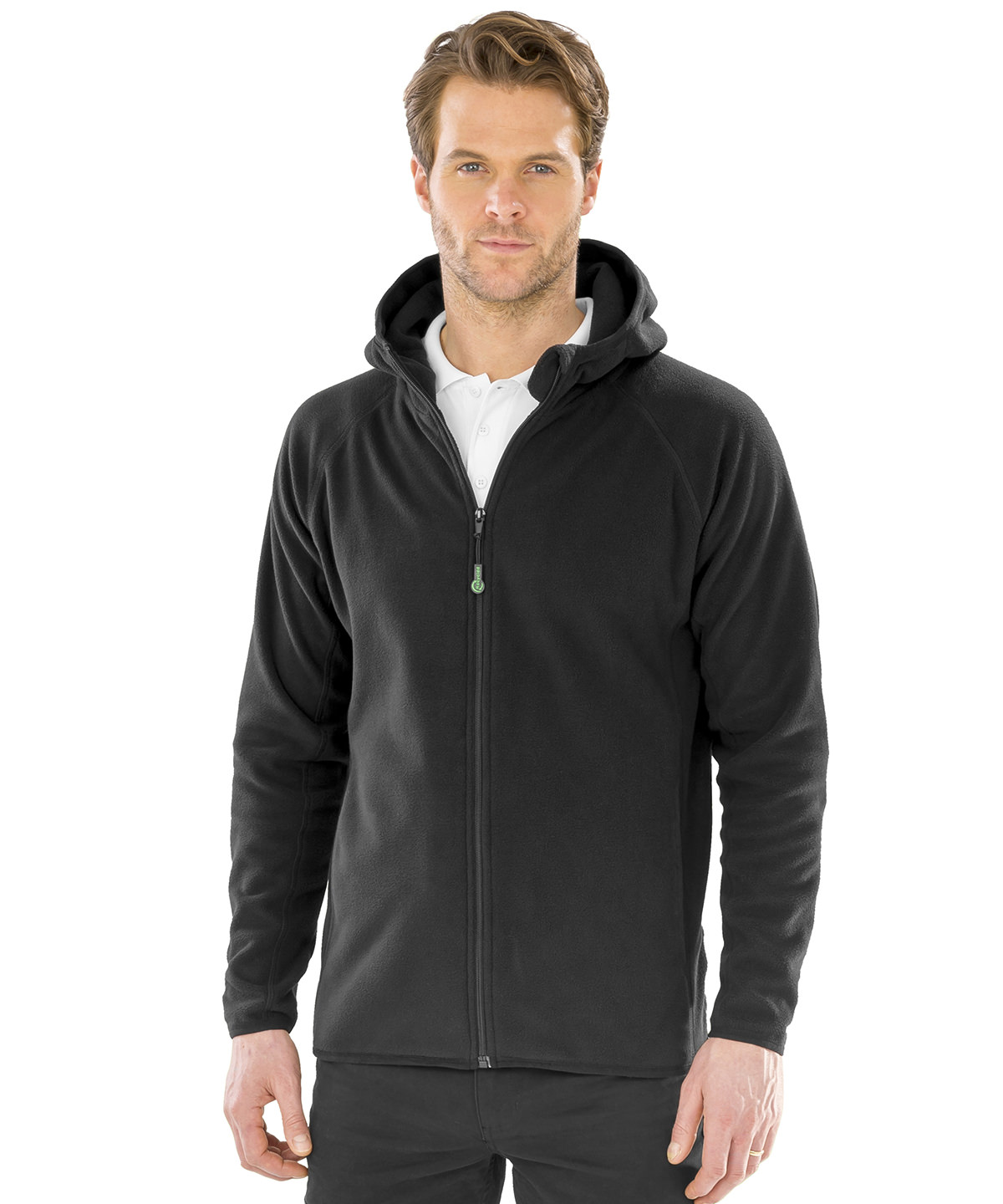 Sweatshirt zippé à capuche en tissu polaire recyclé result recycled personnalisé entreprise