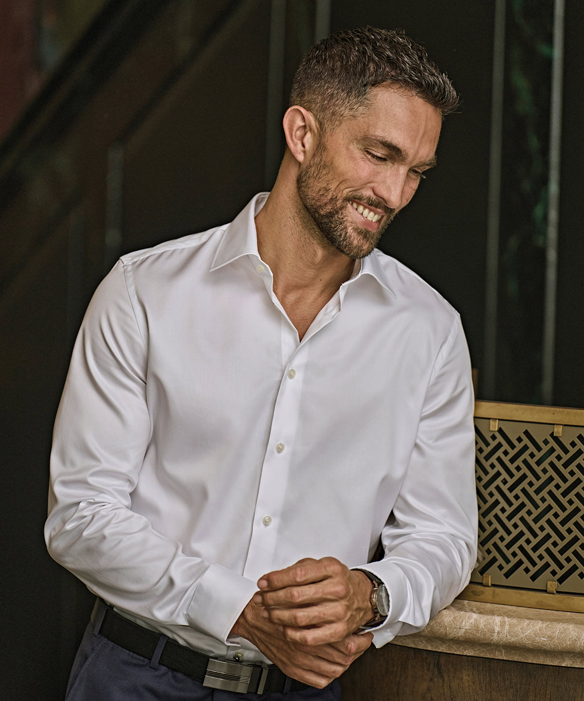 Chemise luxueuse à la coupe ajustée (4021) jays personnalisée brodée