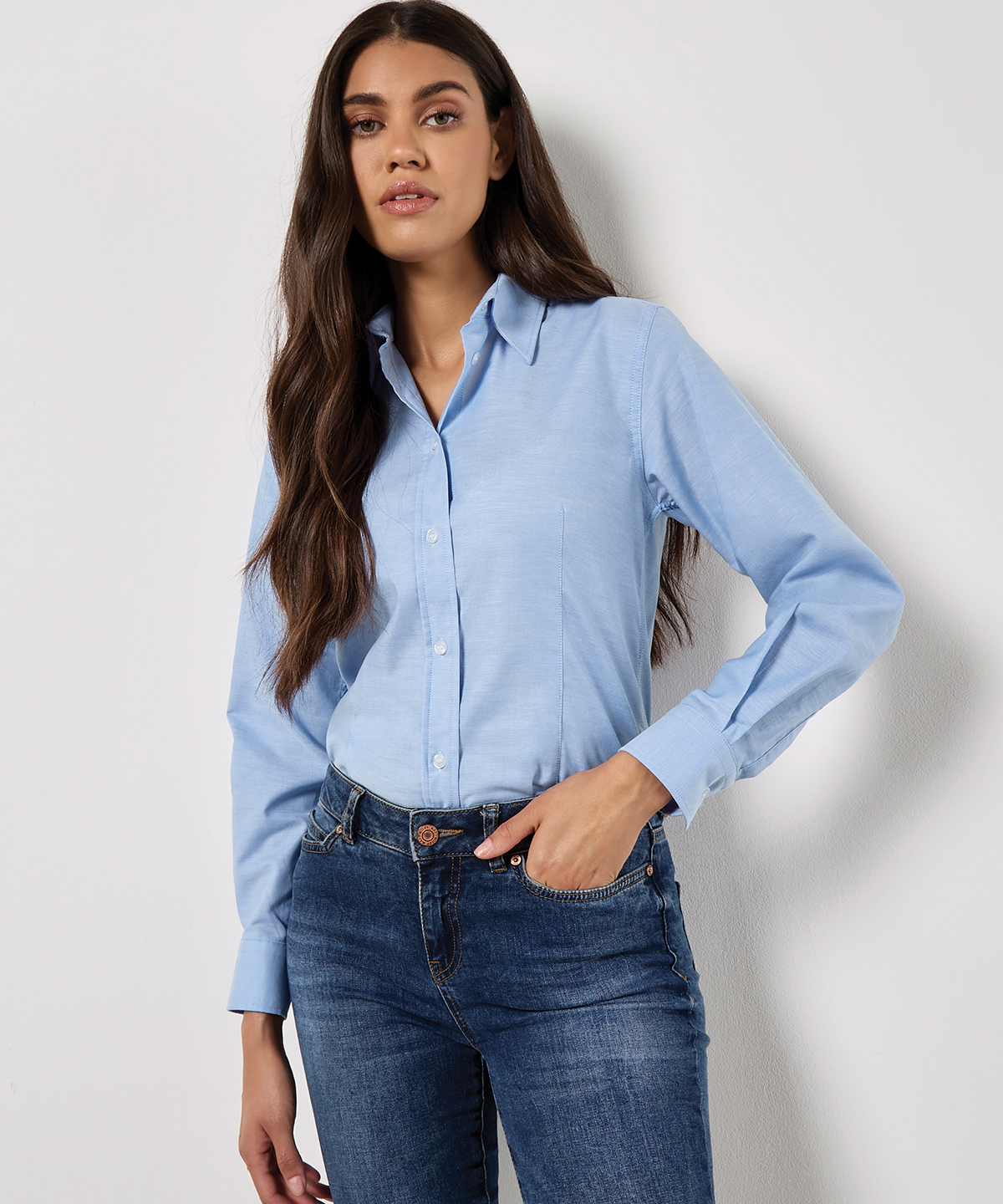 Chemisier Oxford à manches longues Workwear Femme kustom kit – Vêtement de travail personnalisé