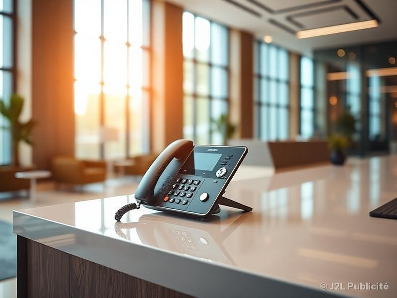 Téléphone professionnel sur bureau moderne