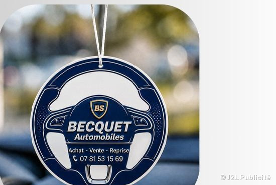 Désodorisant voiture personnalisé Becquet Automobiles — achat vente reprise