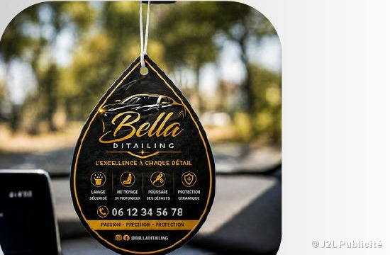 Désodorisant voiture personnalisé goutte Bella Ditailing — detailing automobile