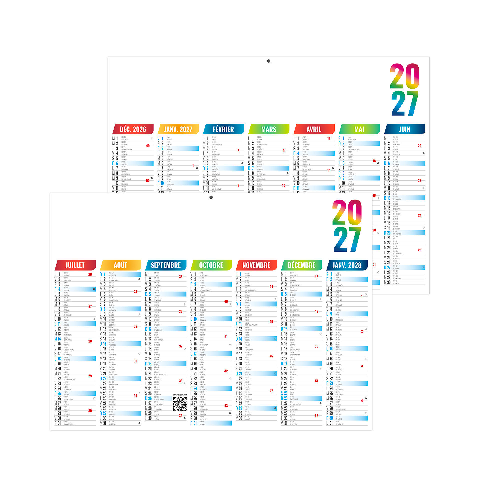 Arlequin 2027 — calendrier 2027 personnalisé