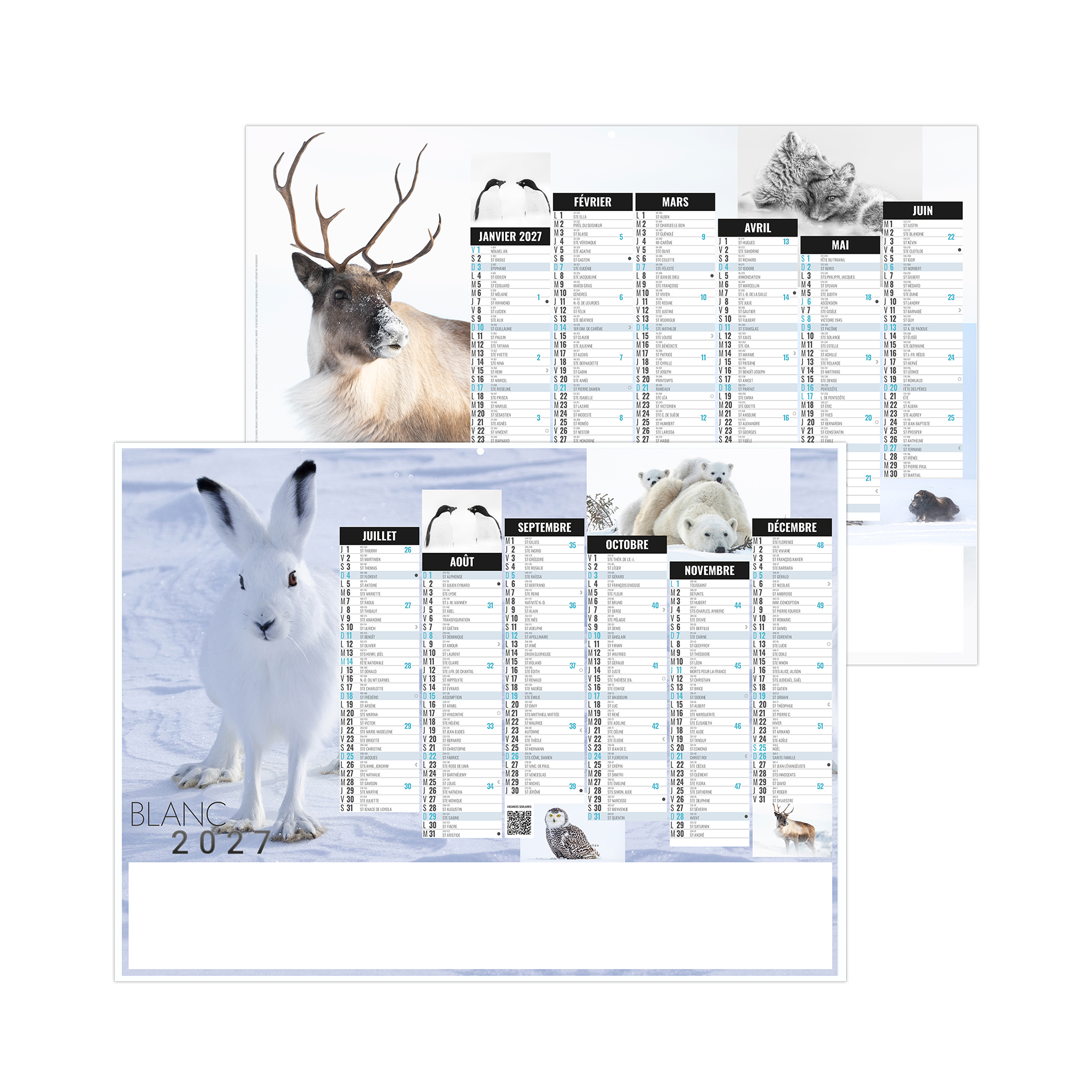 Blanc 2027 — calendrier 2027 personnalisé