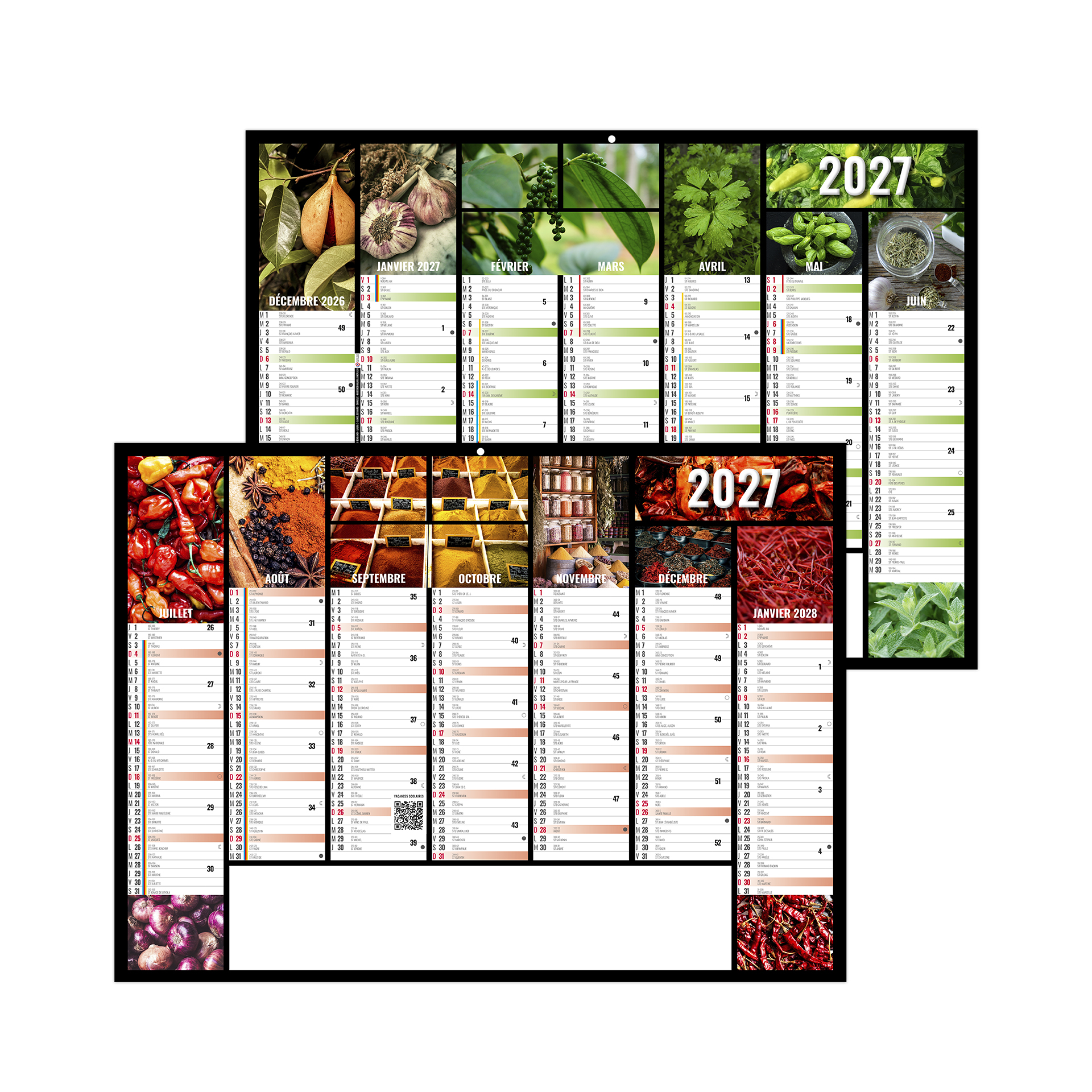 Caméléon 2027 — calendrier 2027 personnalisé