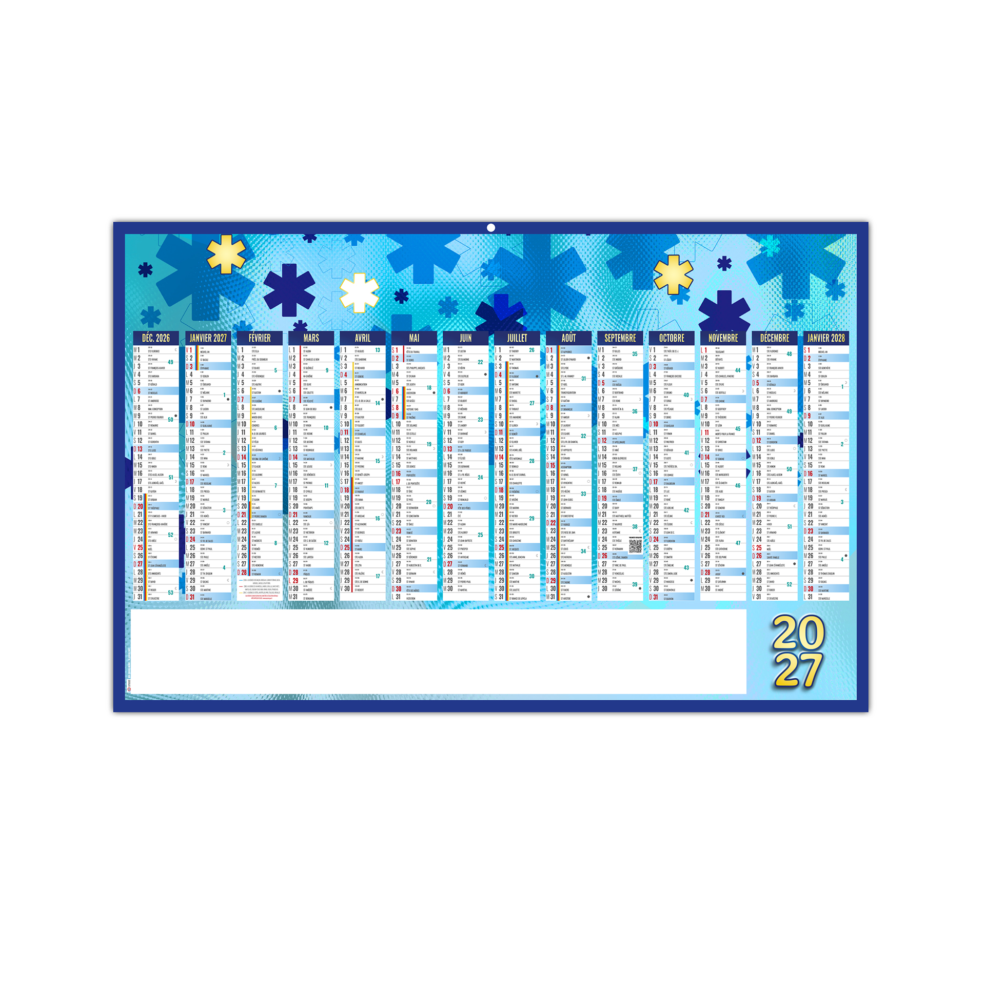 Croix Bleue 2027 — calendrier 2027 personnalisé