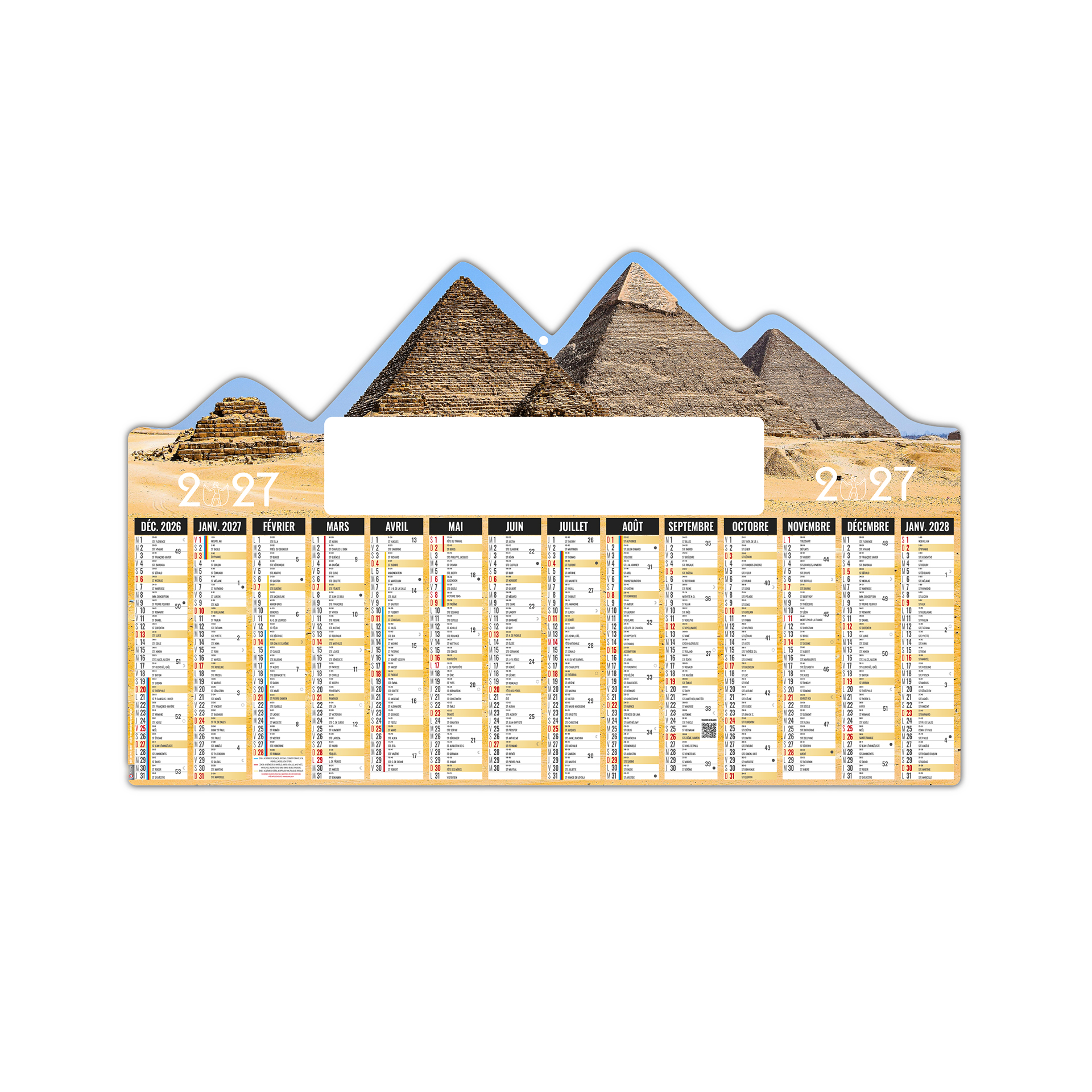 Pyramides 2027 — calendrier 2027 personnalisé