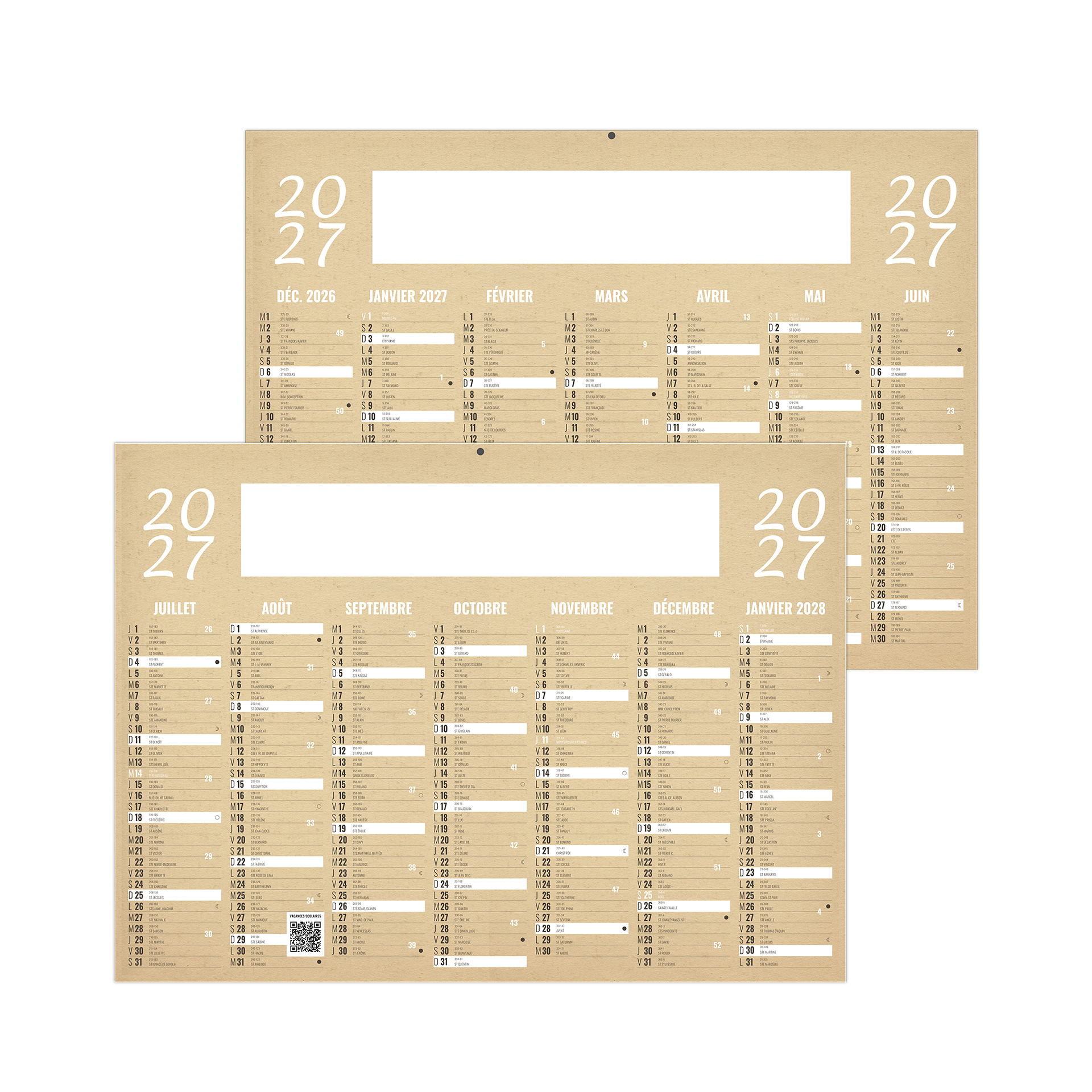 Kraft 2027 — calendrier 2027 personnalisé