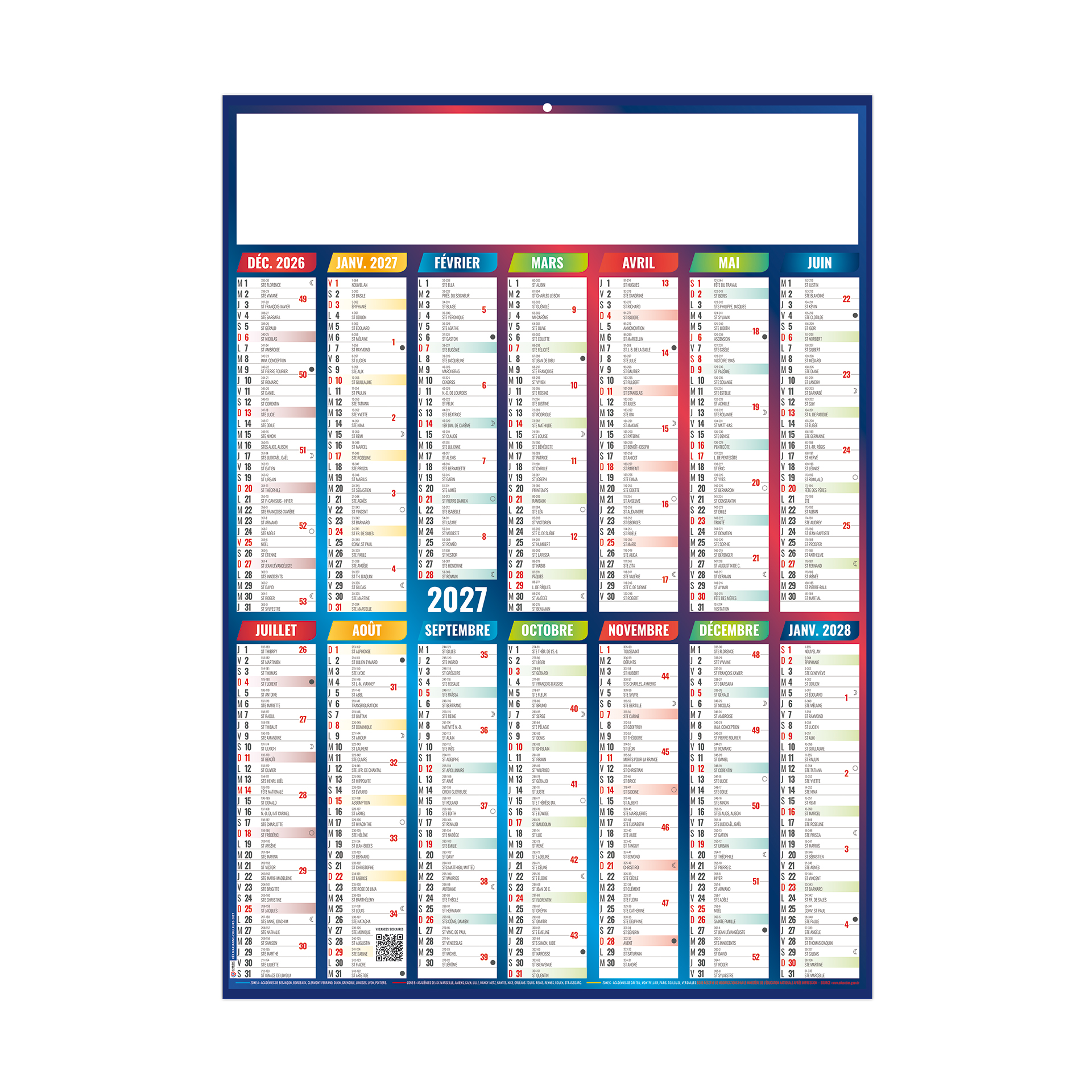 Marianne Couleurs 2027 — calendrier 2027 personnalisé
