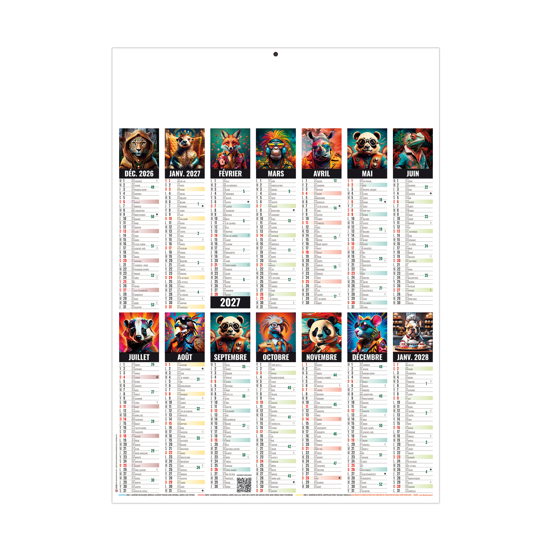 Marianne Pop 2027 — calendrier 2027 personnalisé
