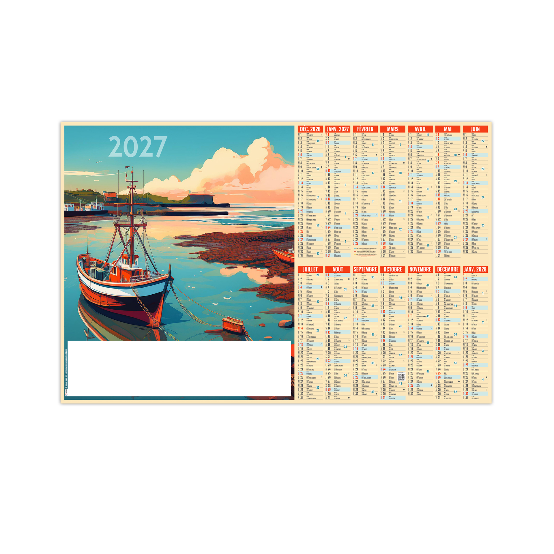 Mouillage 2027 — calendrier 2027 personnalisé