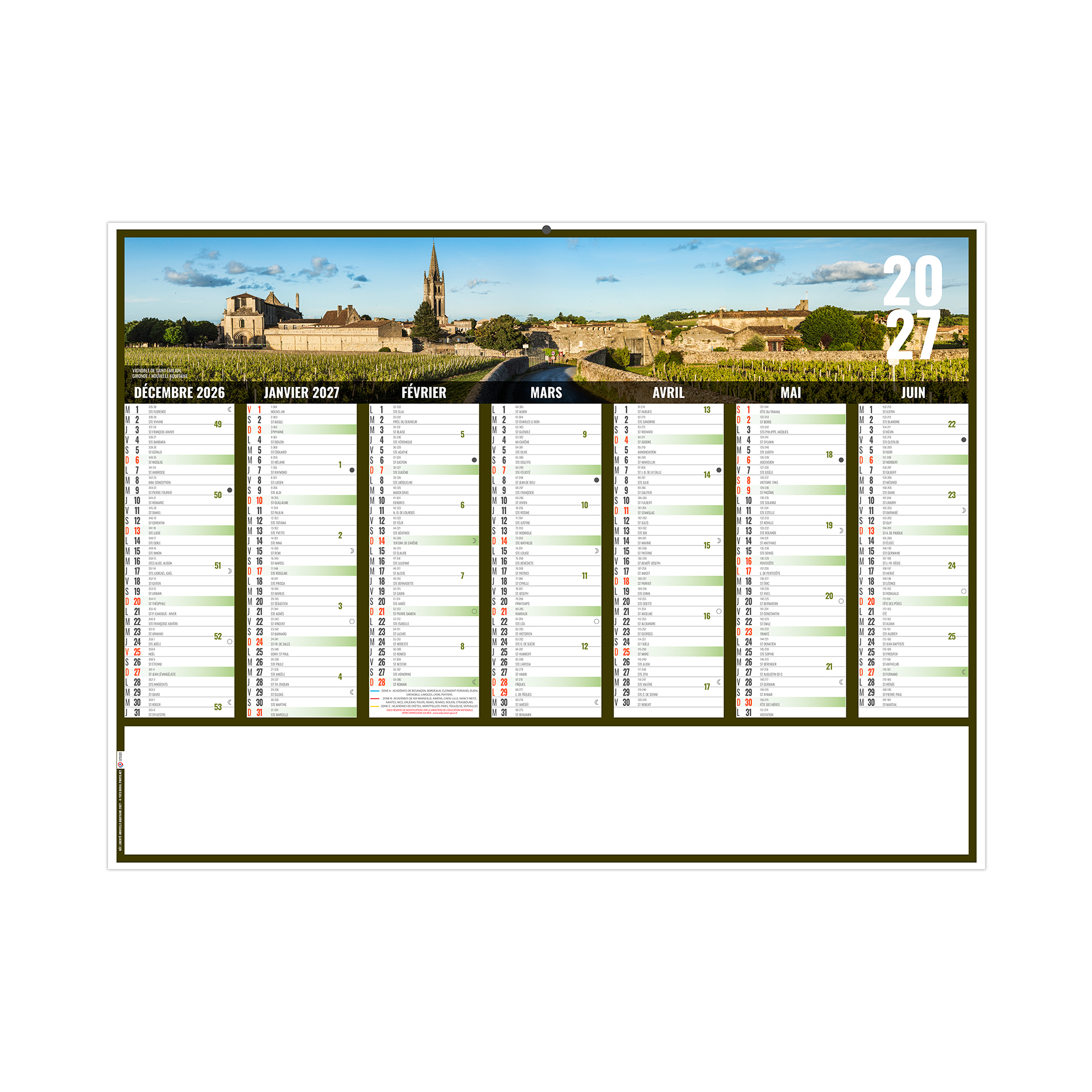 Liberté Nouvelle Aquitaine 2027 — calendrier 2027 personnalisé