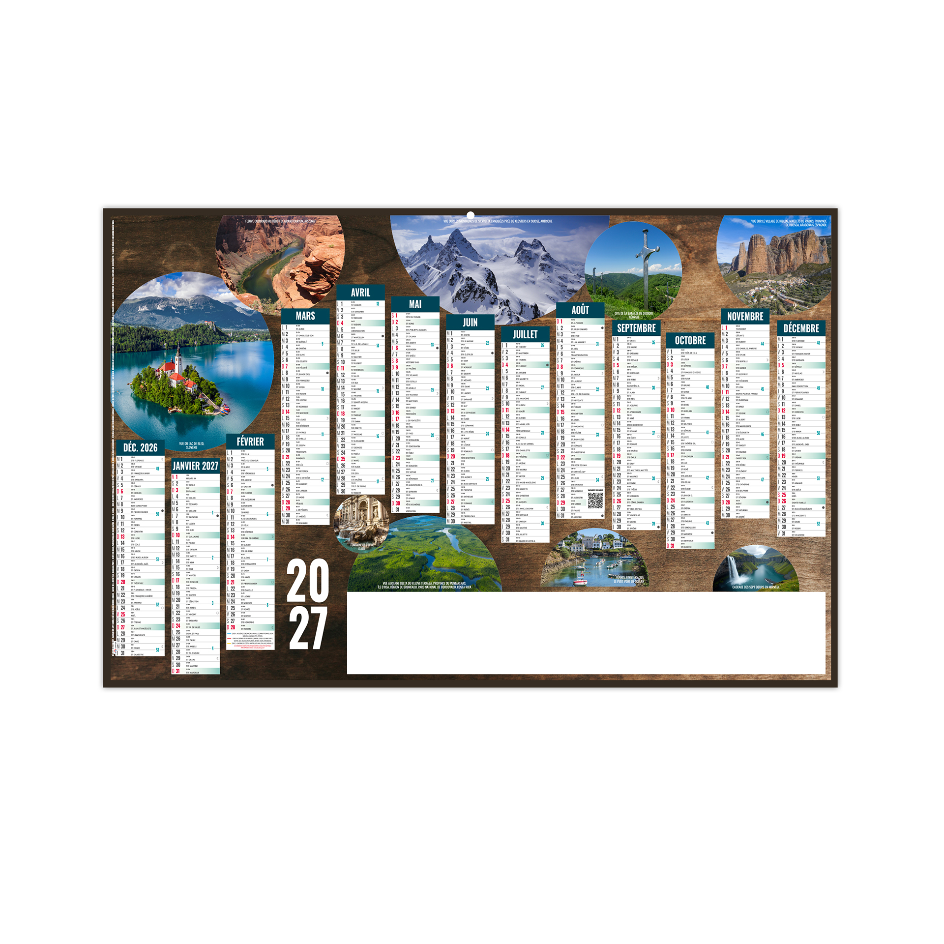 Voyage 2027 — calendrier 2027 personnalisé