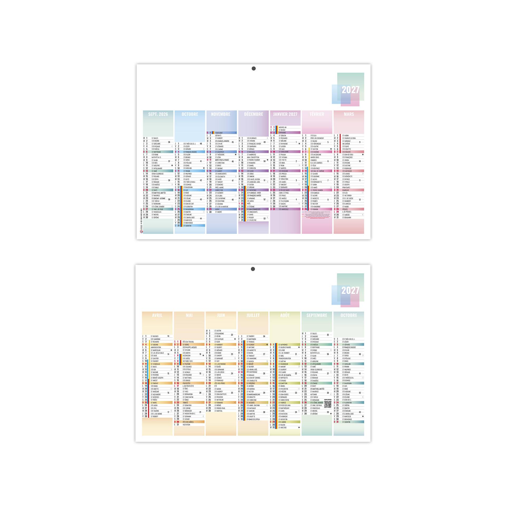 Scolaire Pastel Mini 2027 — calendrier 2027 personnalisé