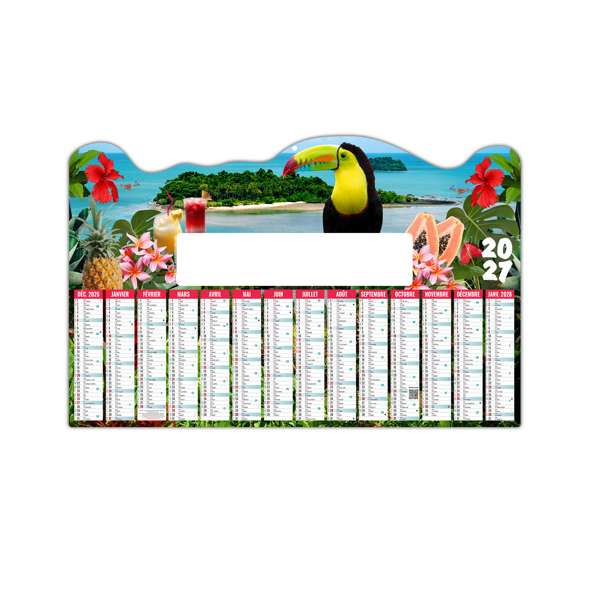 Tropical 2027 — calendrier 2027 personnalisé