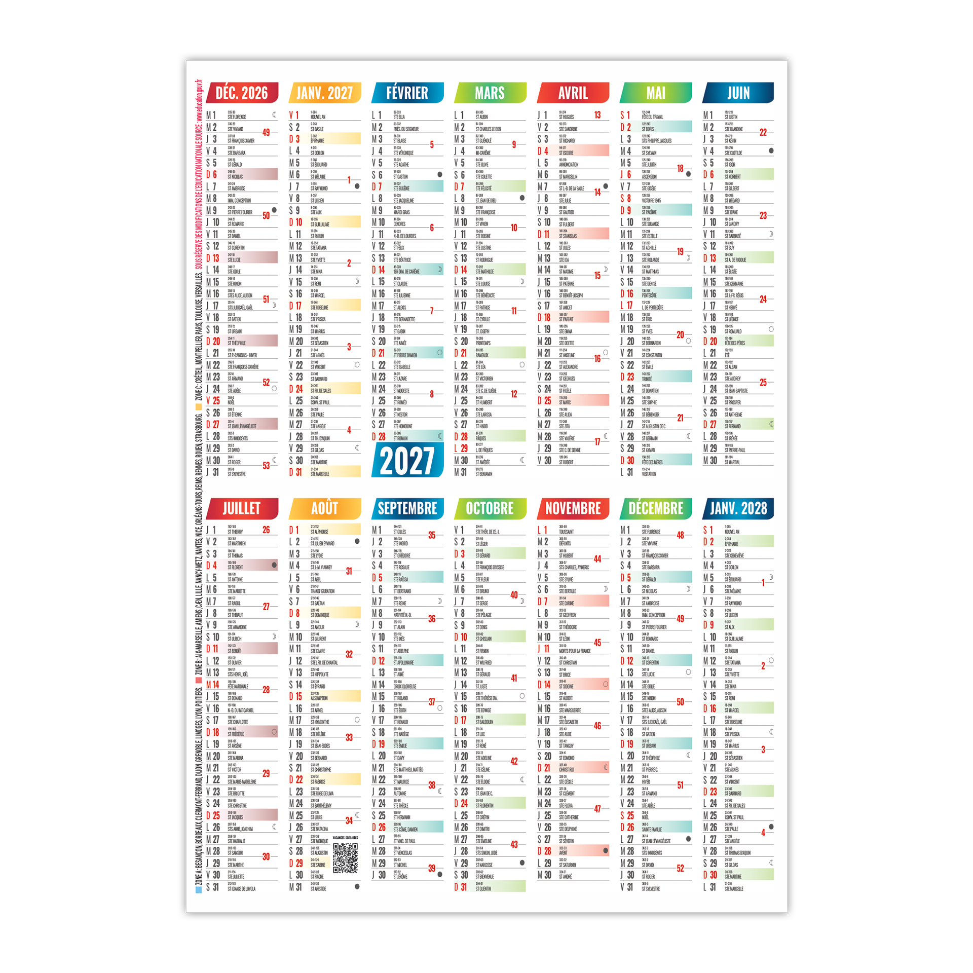 Adam 2027 — calendrier 2027 personnalisé