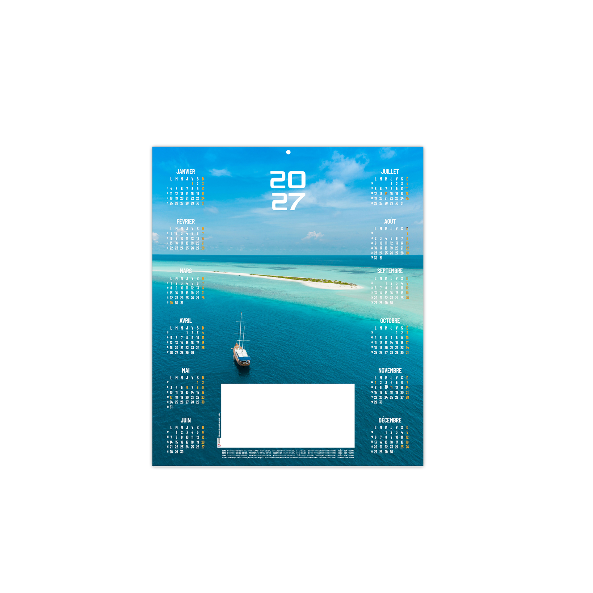 Ocean 2027 — calendrier 2027 personnalisé