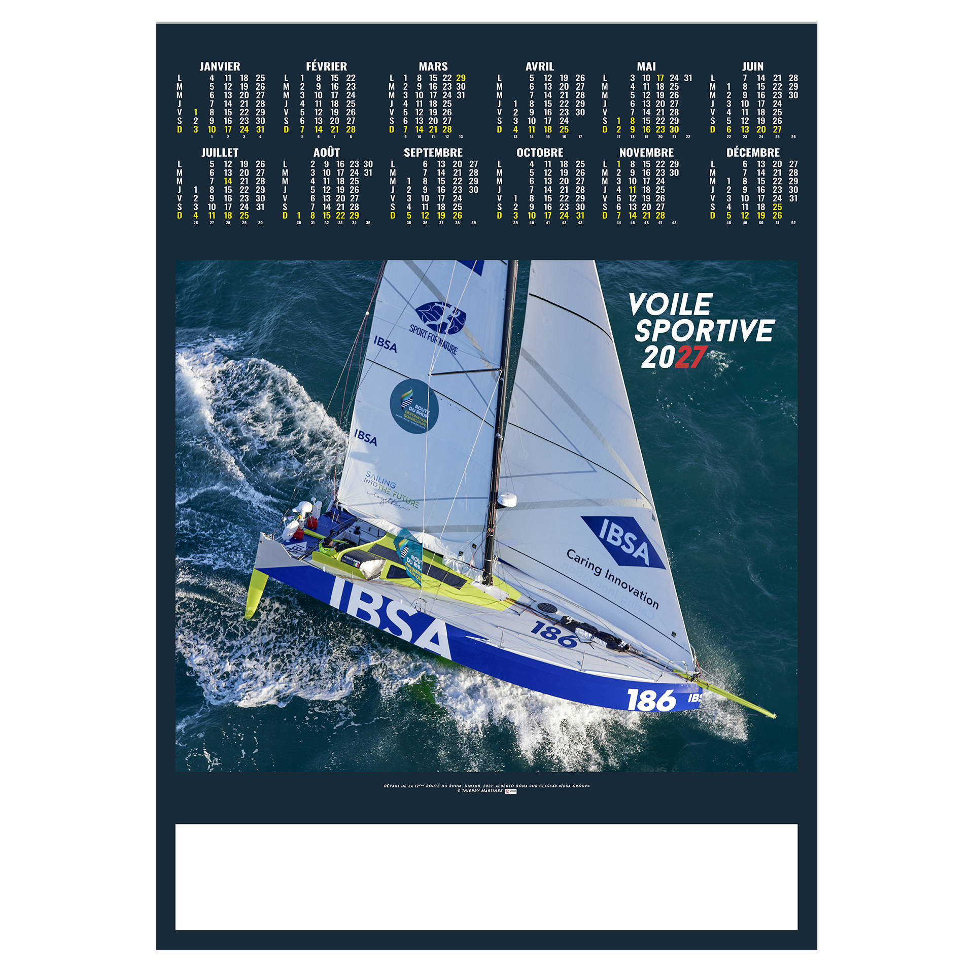 Monocoque 2027 — calendrier 2027 personnalisé