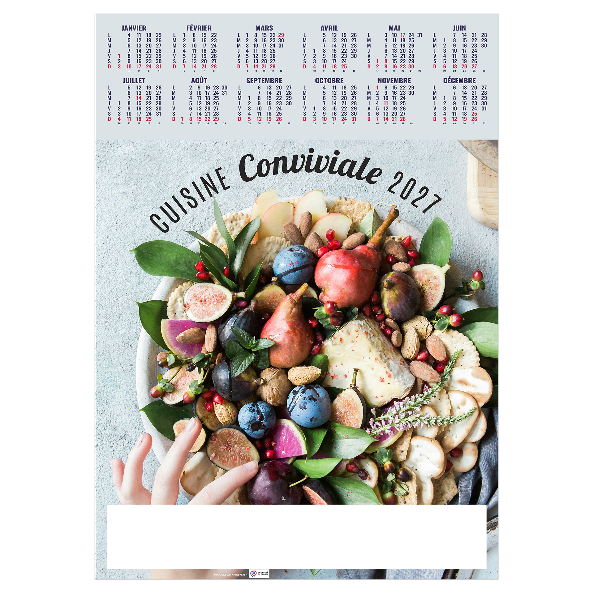Saveurs 2027 — calendrier 2027 personnalisé