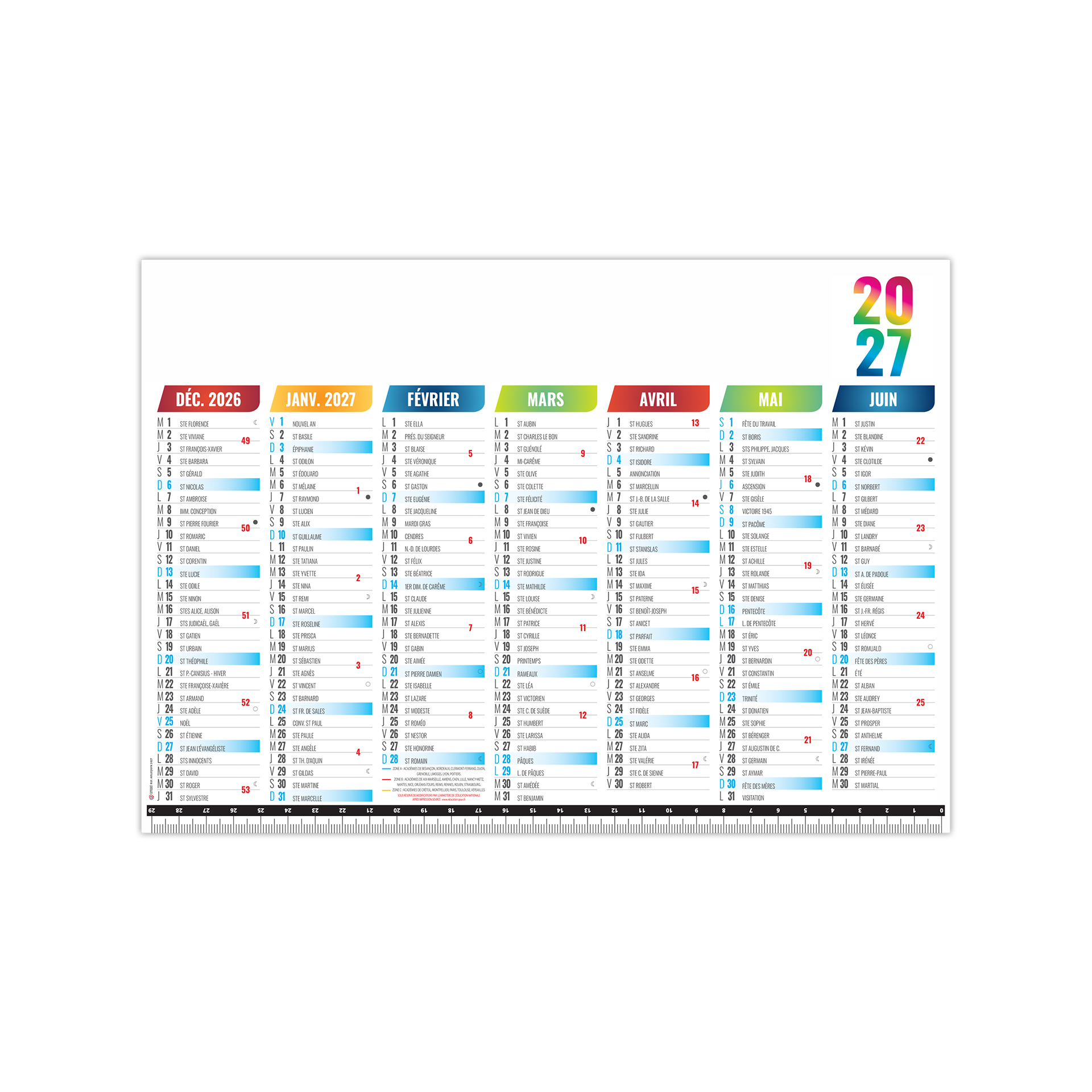 Sous-main Plastifié Mesure 2027 — calendrier 2027 personnalisé