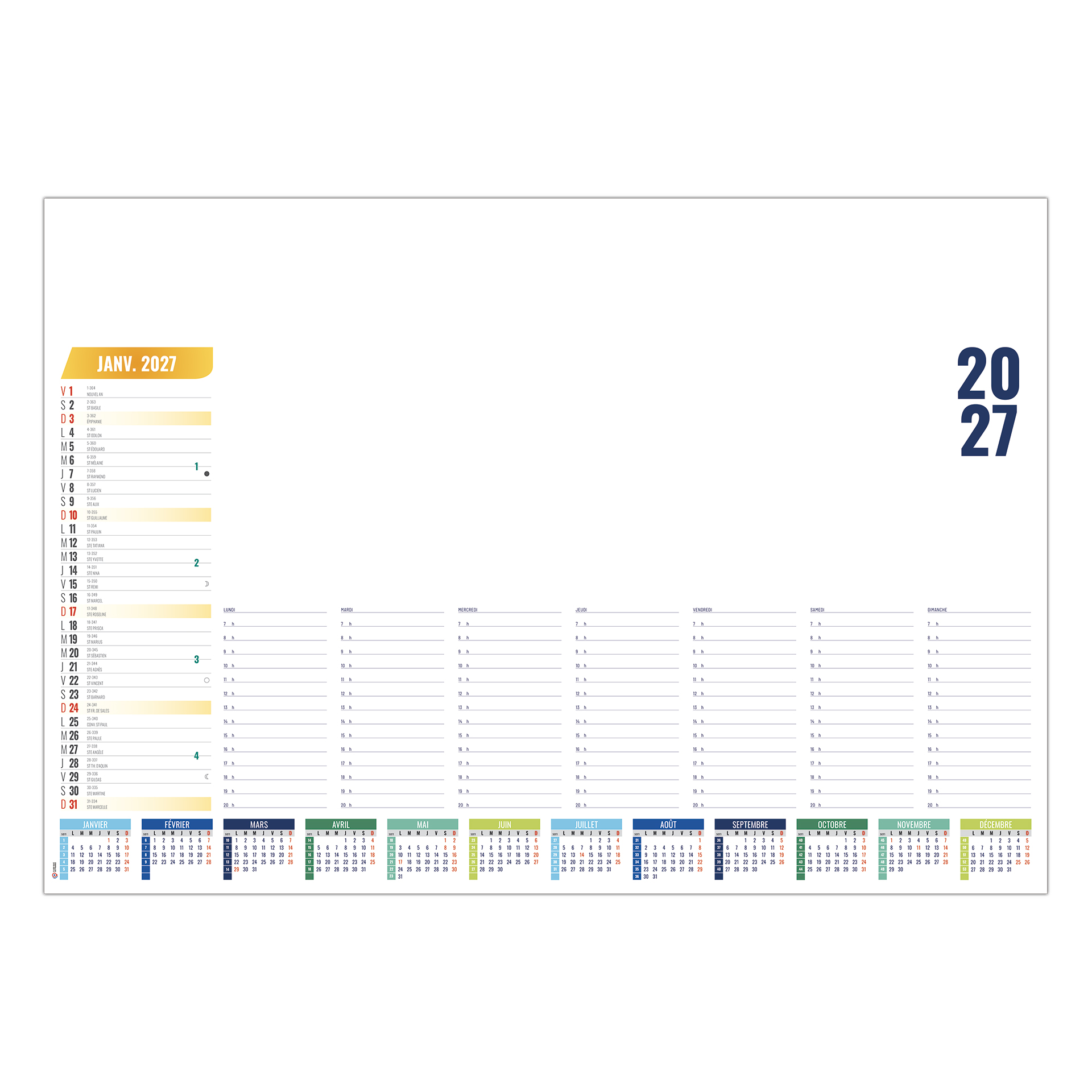 Sm Hebdo Variable 2027 — calendrier 2027 personnalisé
